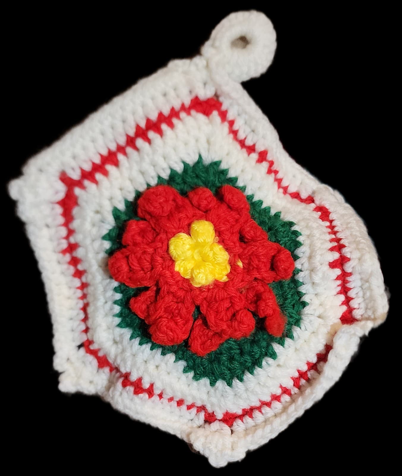 Christmas Themed Poinsettia Pot Holder Homemade - Image 1