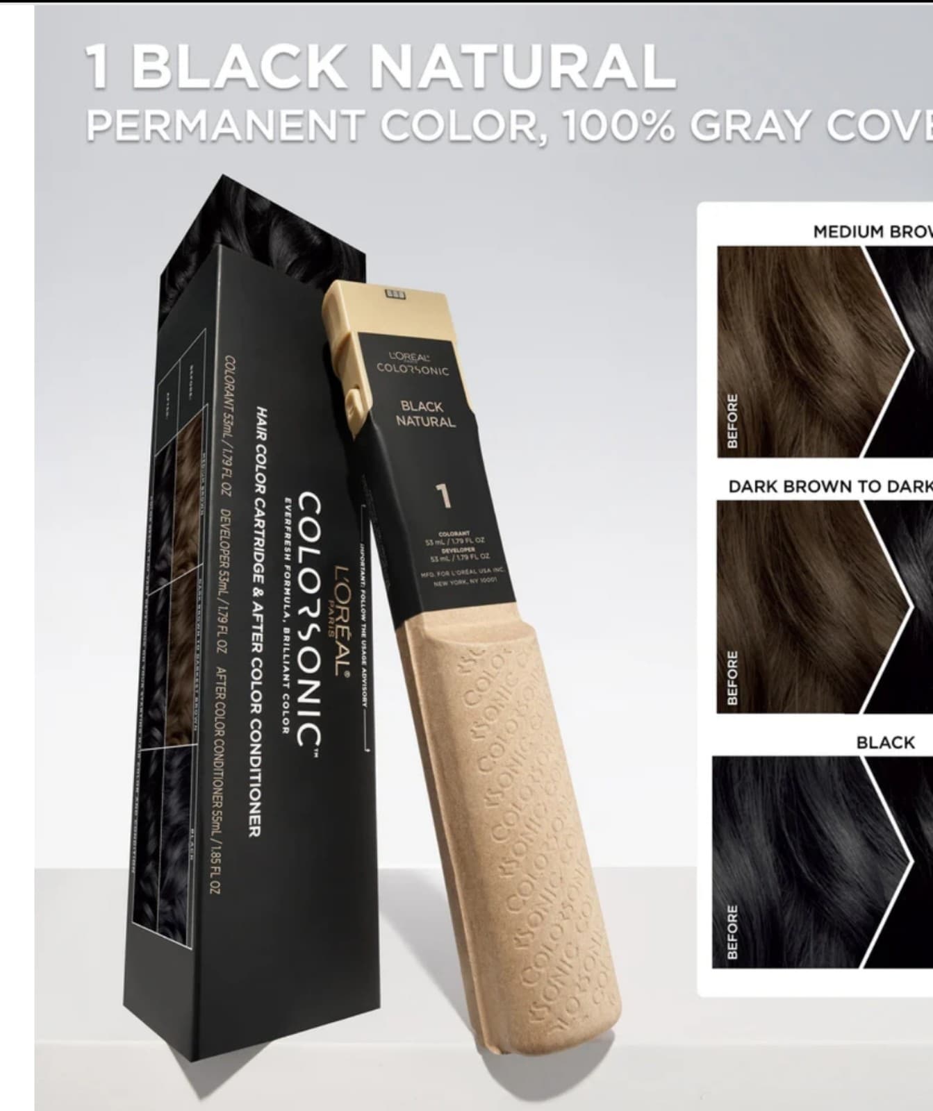 Colorsonic Hair Color Cartridge Color 1Black - Thumbnail 2