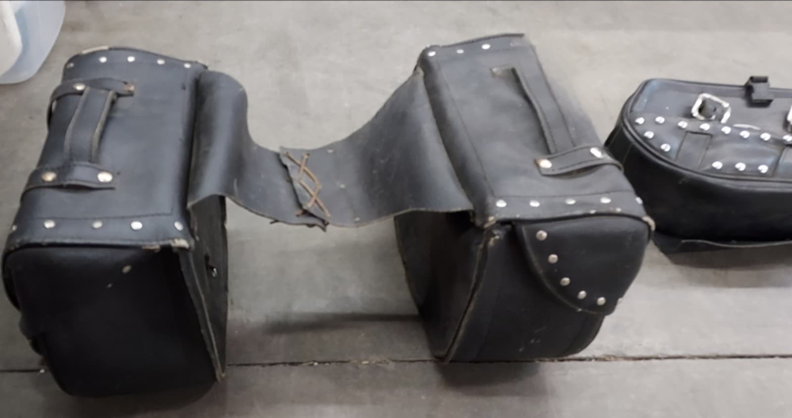 Leather Studded Motorcycle Saddlebags - Thumbnail 4