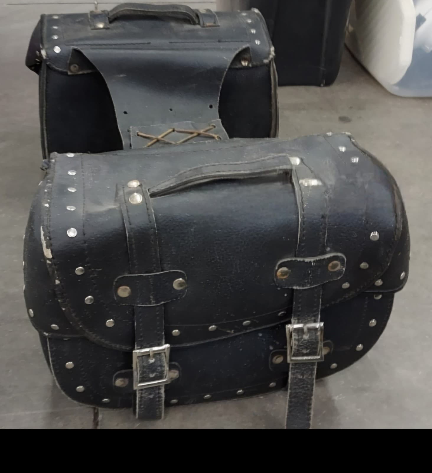 Leather Studded Motorcycle Saddlebags - Thumbnail 3
