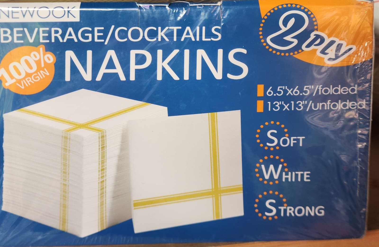 Cocktail Napkins 6.5in x 6.5in 2-ply 500ct. 100%Virgin - Image 1