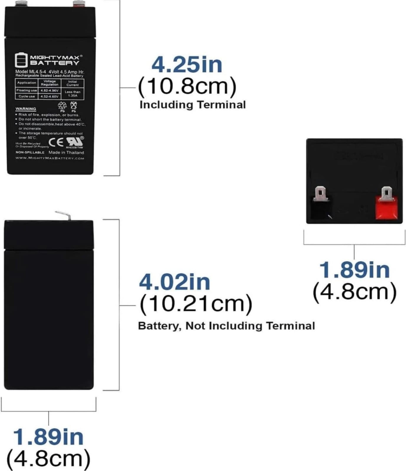 Mighty Max Battery 4 Volt 4.5 Ah SLA Battery for Zareba 2 Mile Fence Solar Charg - Thumbnail 2
