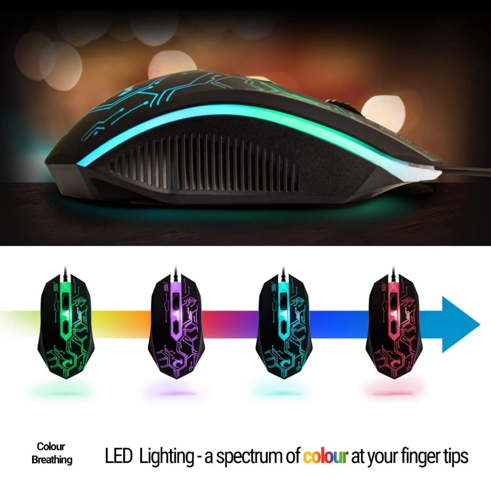 Gaming Keyboard and Mouse and Mouse pad and Gaming Headset, Wired LED RGB - Thumbnail 6
