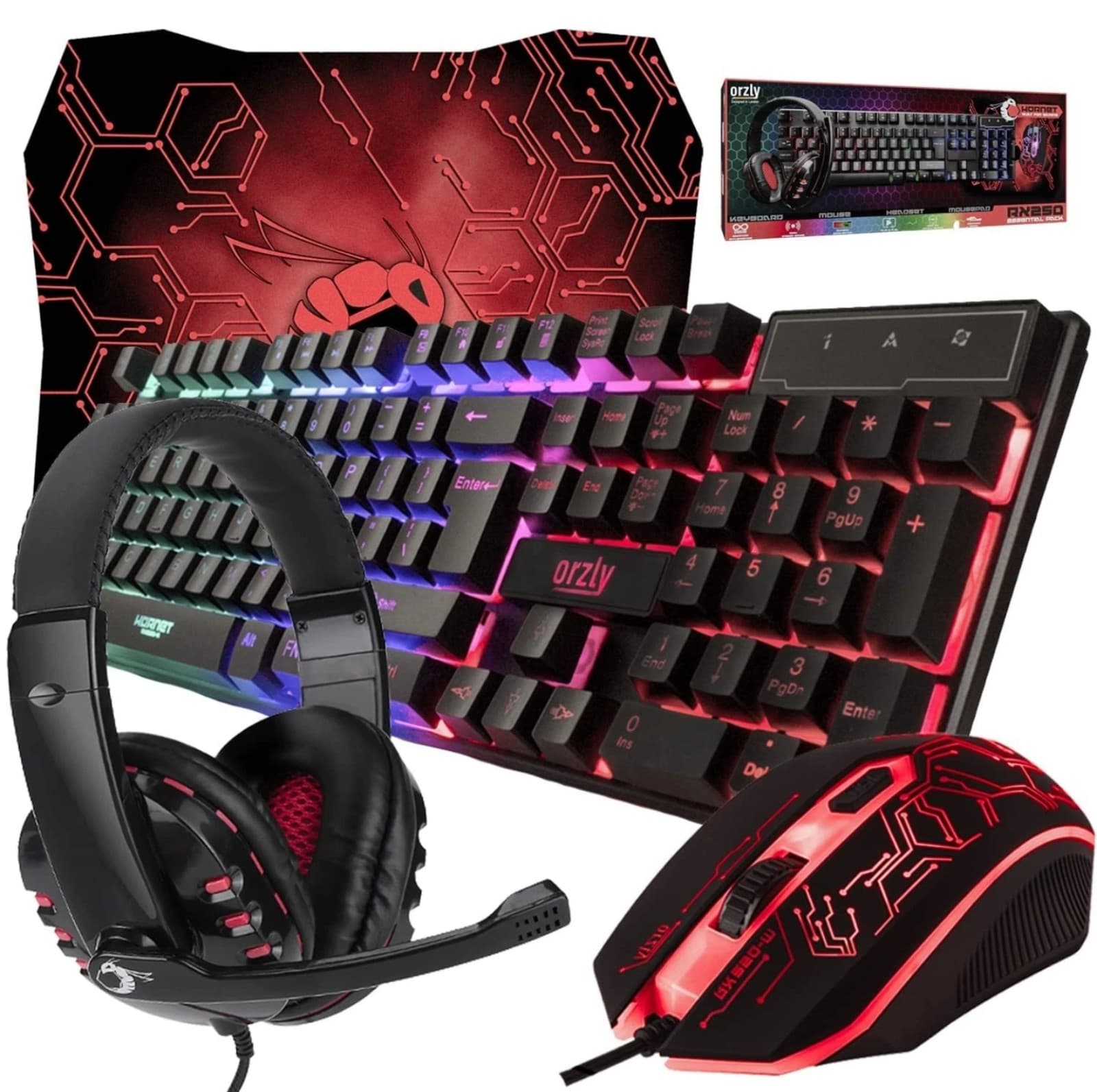 Gaming Keyboard and Mouse and Mouse pad and Gaming Headset, Wired LED RGB - Image 1