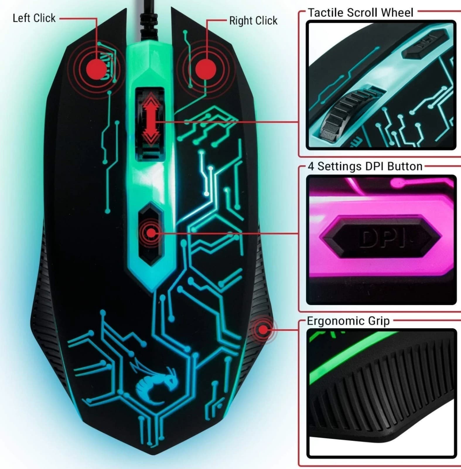 Gaming Keyboard and Mouse and Mouse pad and Gaming Headset, Wired LED RGB - Thumbnail 4