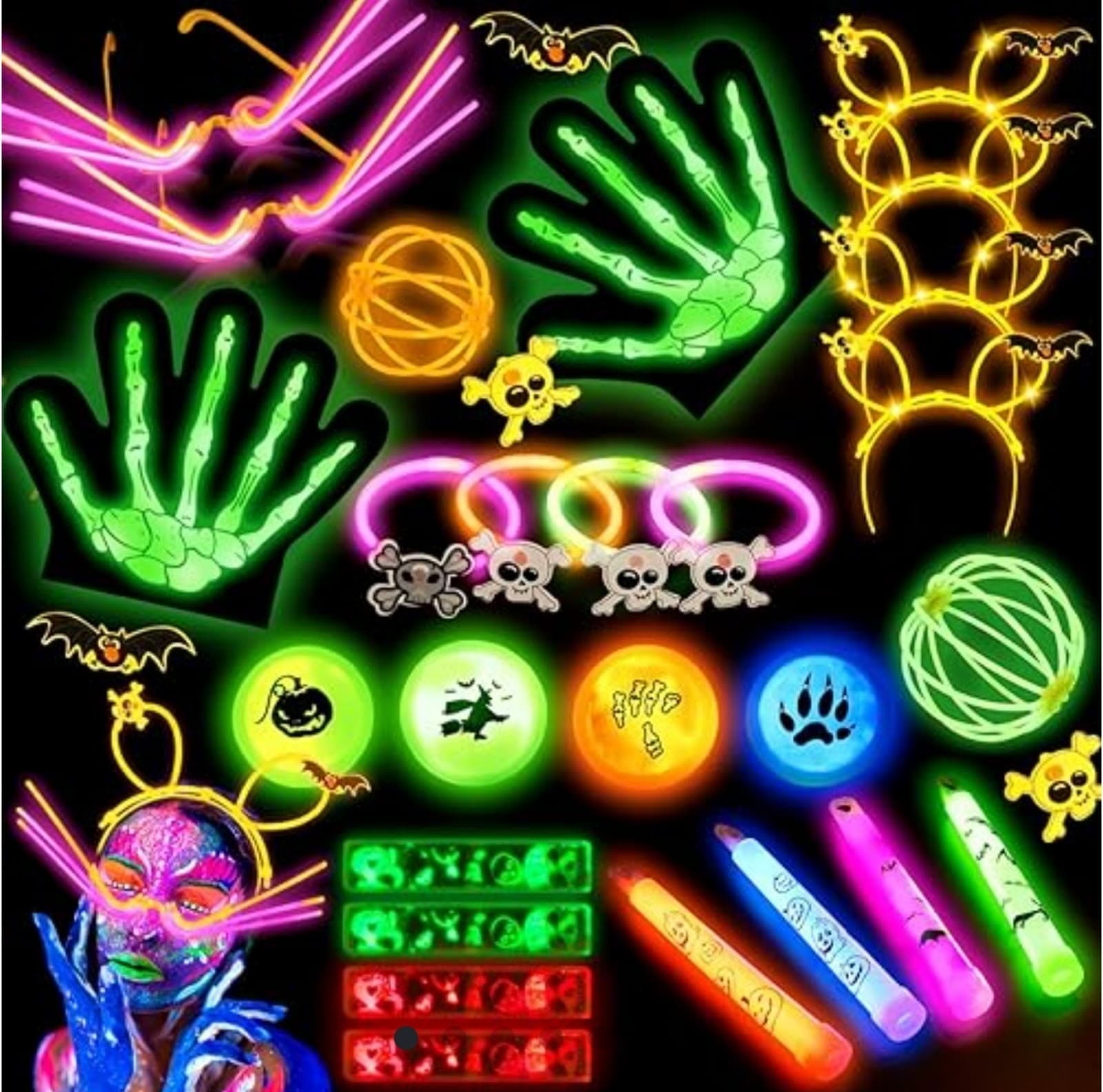 Party Favors Glow Sticks & More - Glow in the Dark Light Up Party Favors 98pcs - Image 1