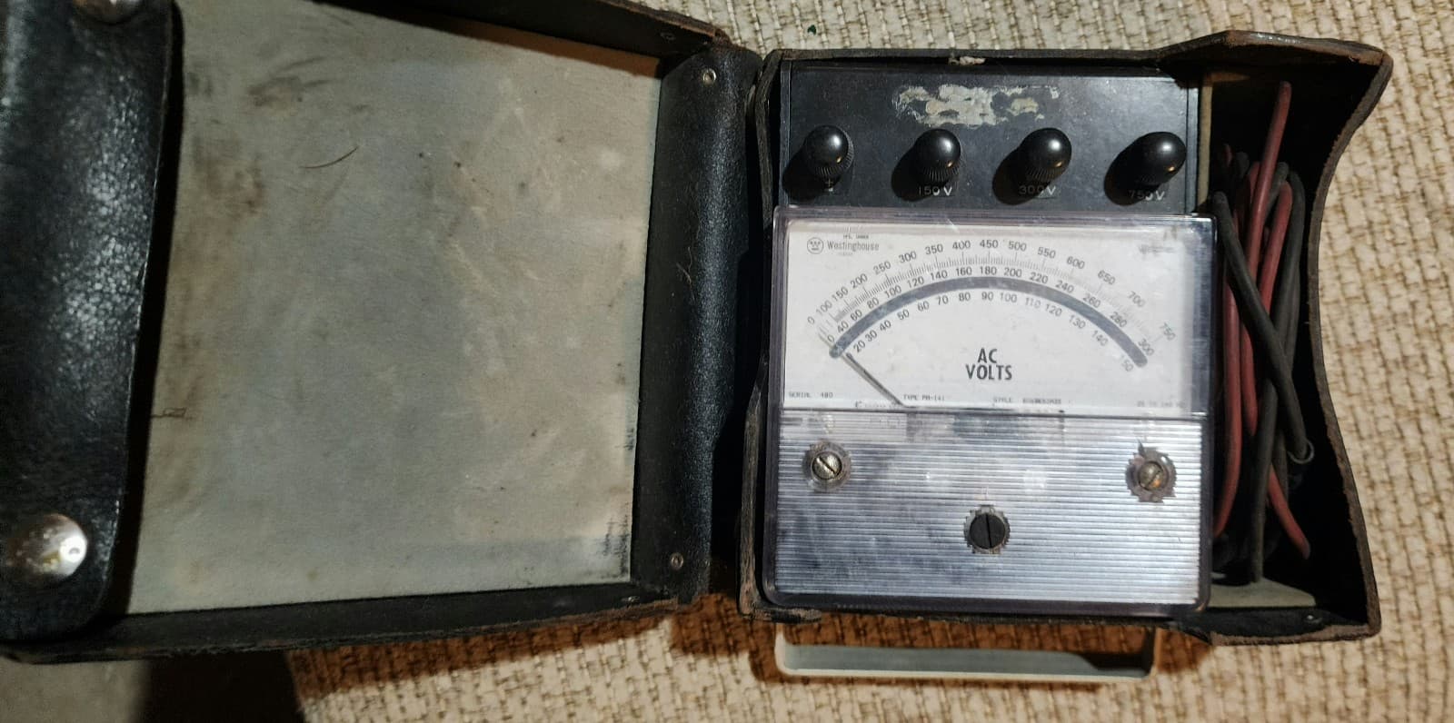 WESTINGHOUSE PA-141 AC VOLTS METER with Leather CASE & leads - Vintage - Image 1