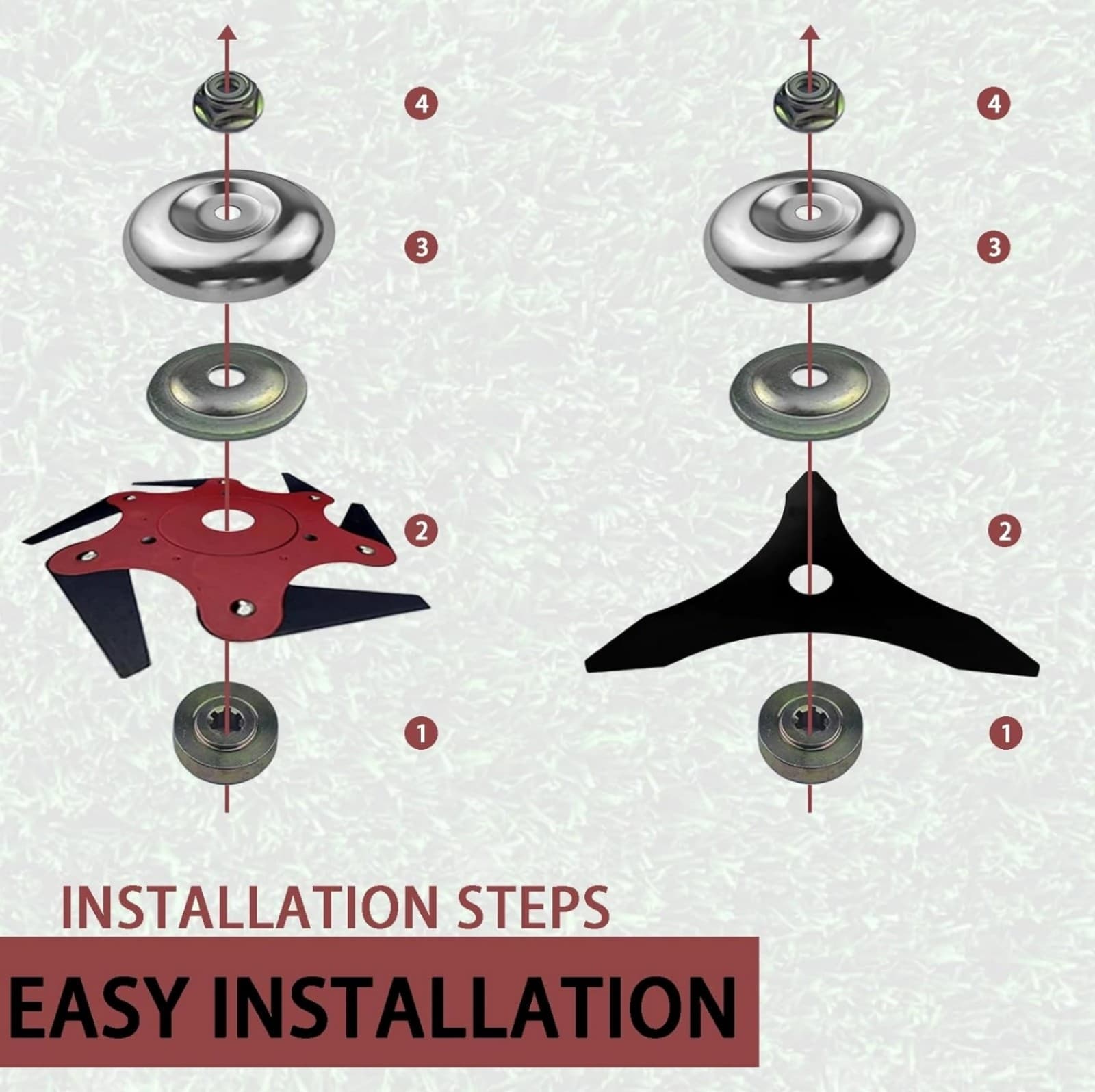 Steel Trimmer Head, Weed Eater Metal Blades & Universal Adapter Kit - Thumbnail 9