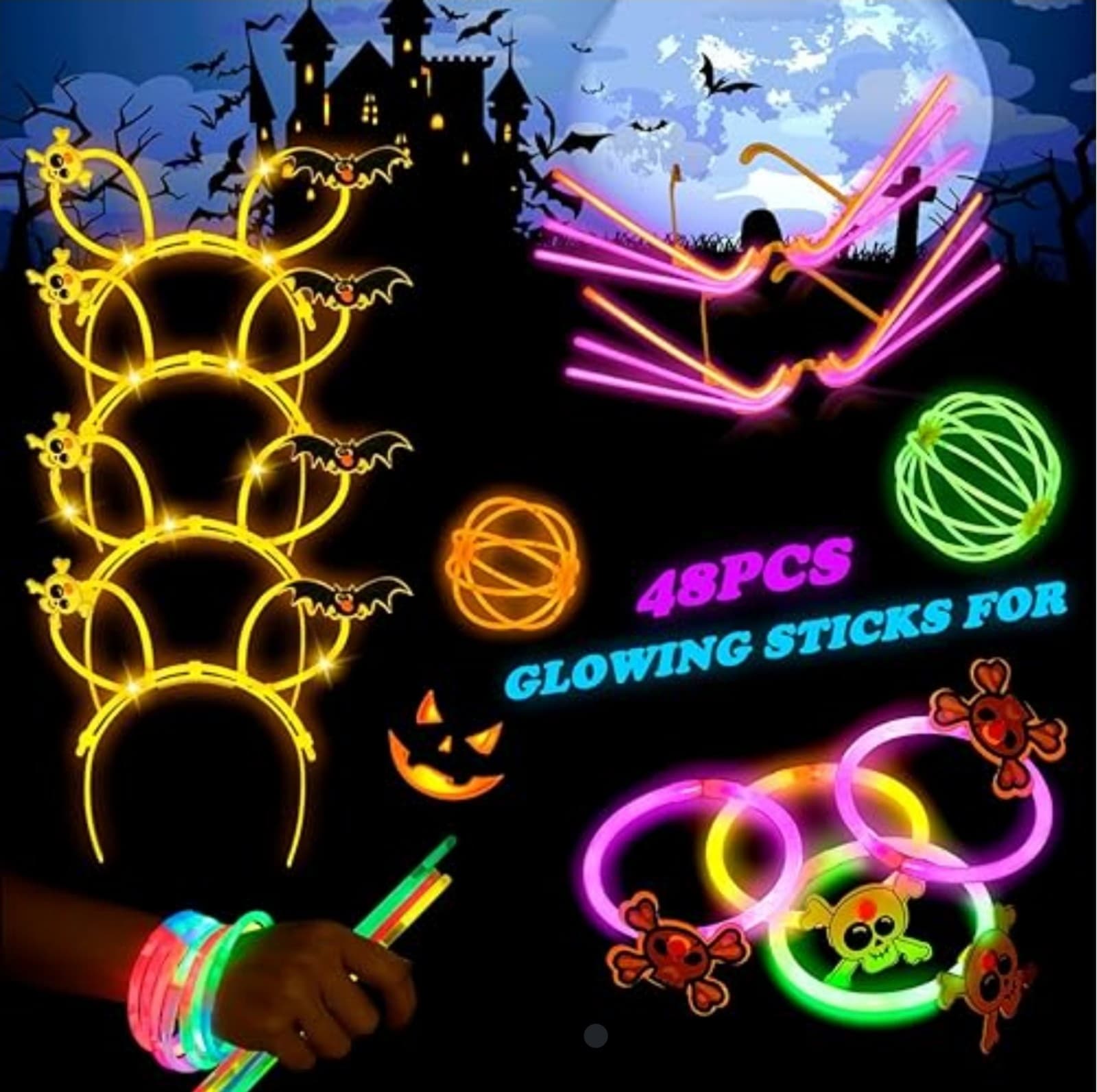 Party Favors Glow Sticks & More - Glow in the Dark Light Up Party Favors 98pcs - Thumbnail 5