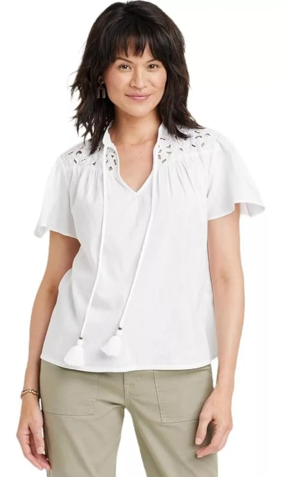 Women's White short sleeve shirt by Knox Rose sz Large - Image 1