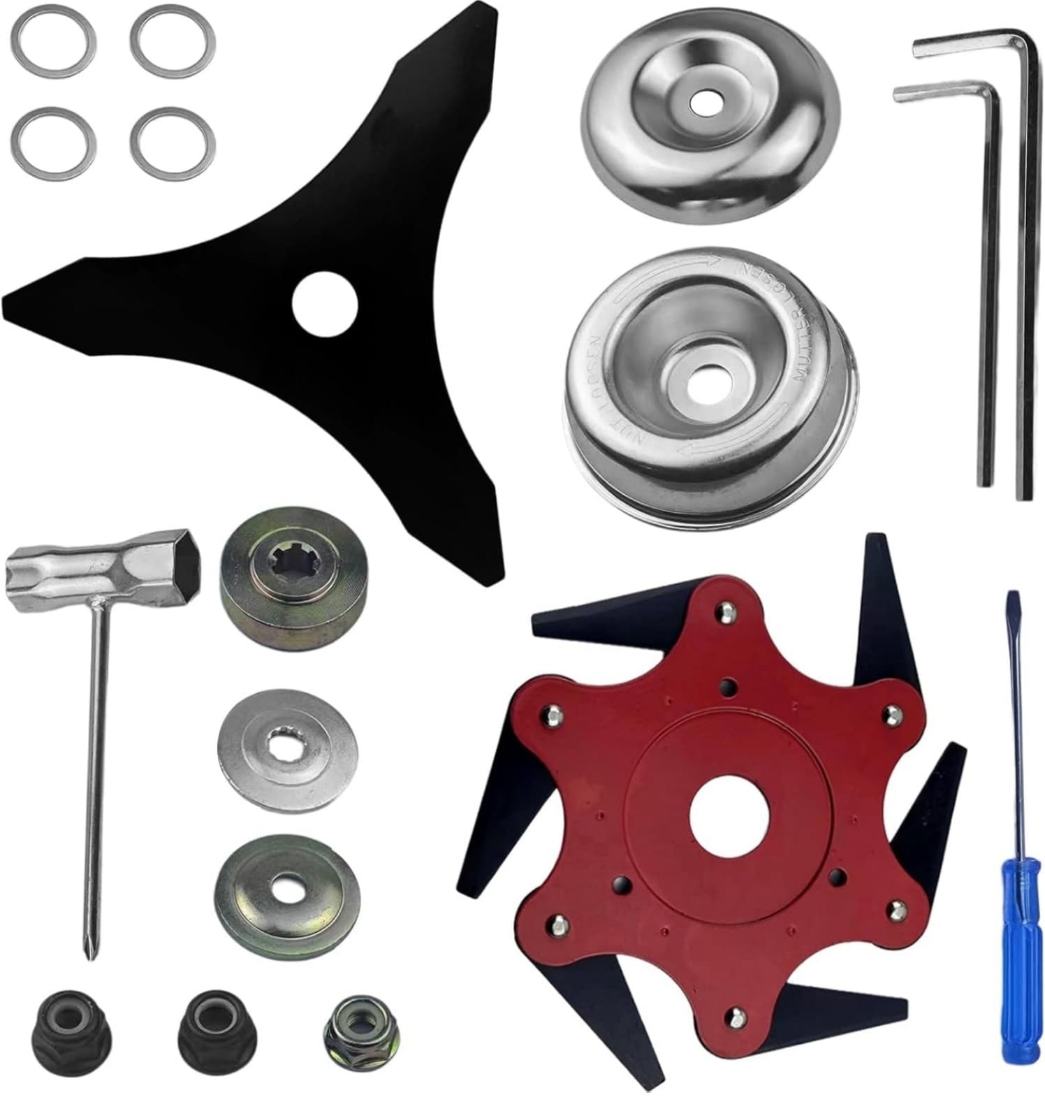 Steel Trimmer Head, Weed Eater Metal Blades & Universal Adapter Kit - Thumbnail 8