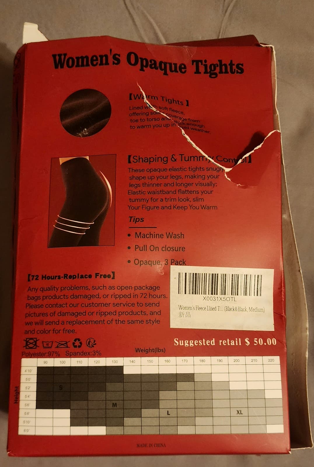 Fleece Lined Shaping, Tummy Control Tights M, Black - Thumbnail 3