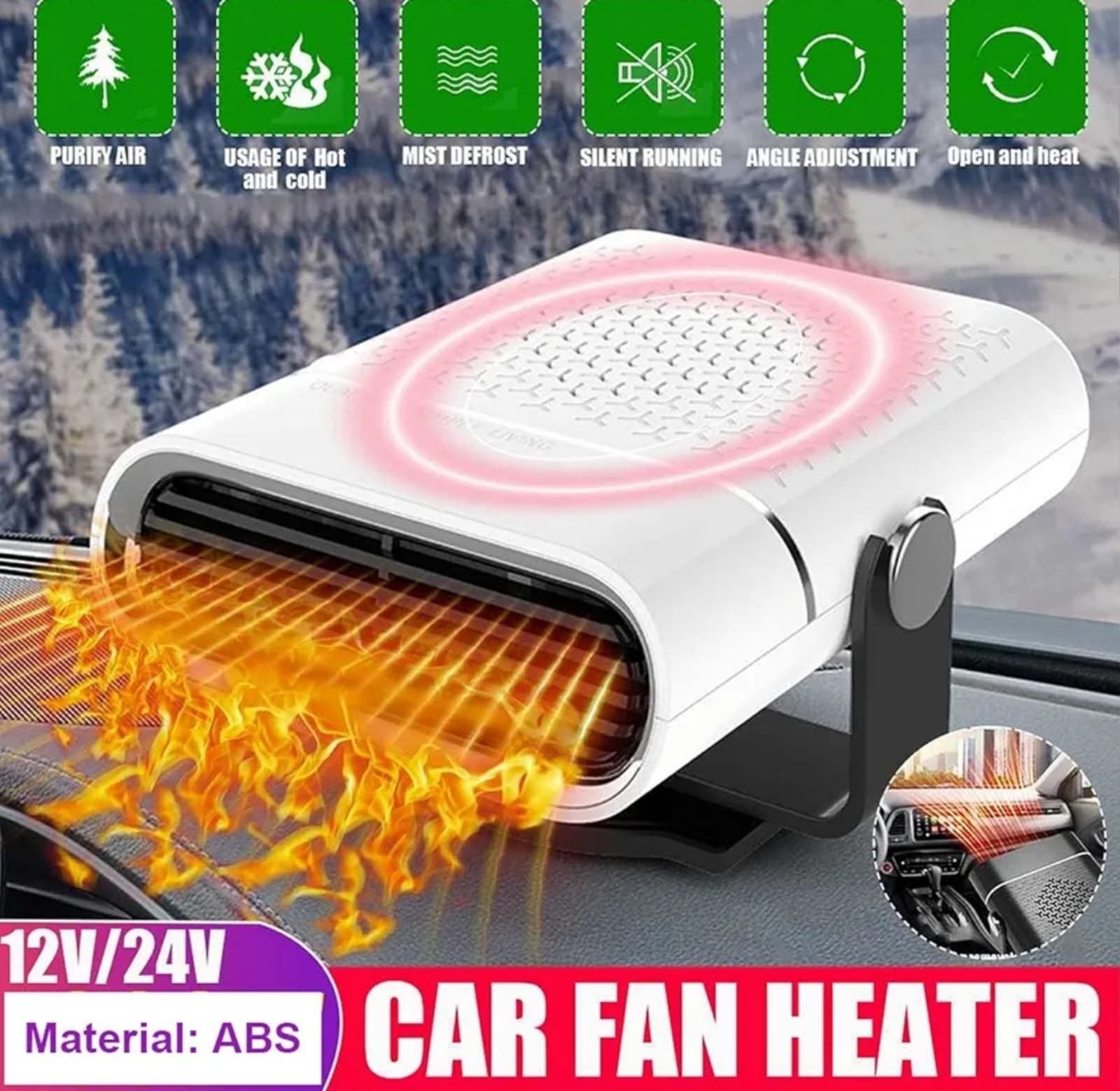 Car Defrosting Heater Electric Heating Fan Defogging Defroster - Image 1