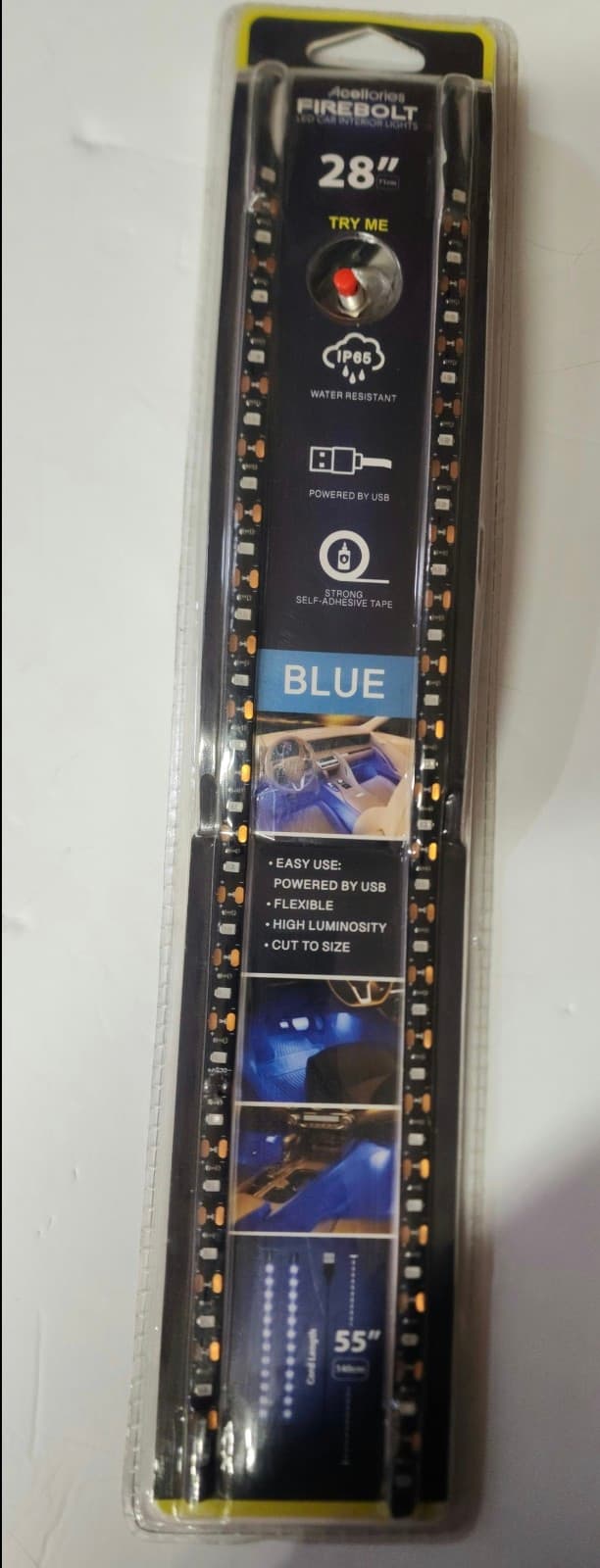 Car LED Blue Strip Lights IP65 28 Inch New In Package - Image 1