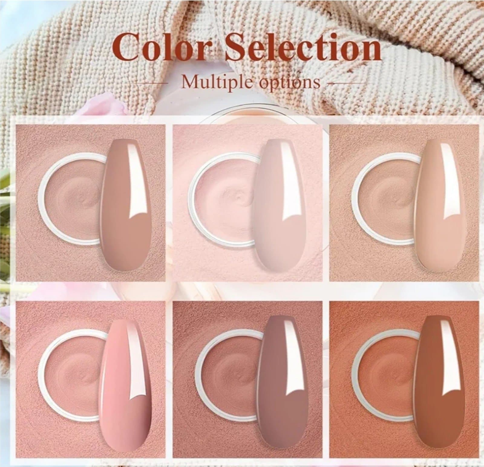 Dip Powder Color Set, Nude Brown Nail Fine Dipping Powder - Thumbnail 6