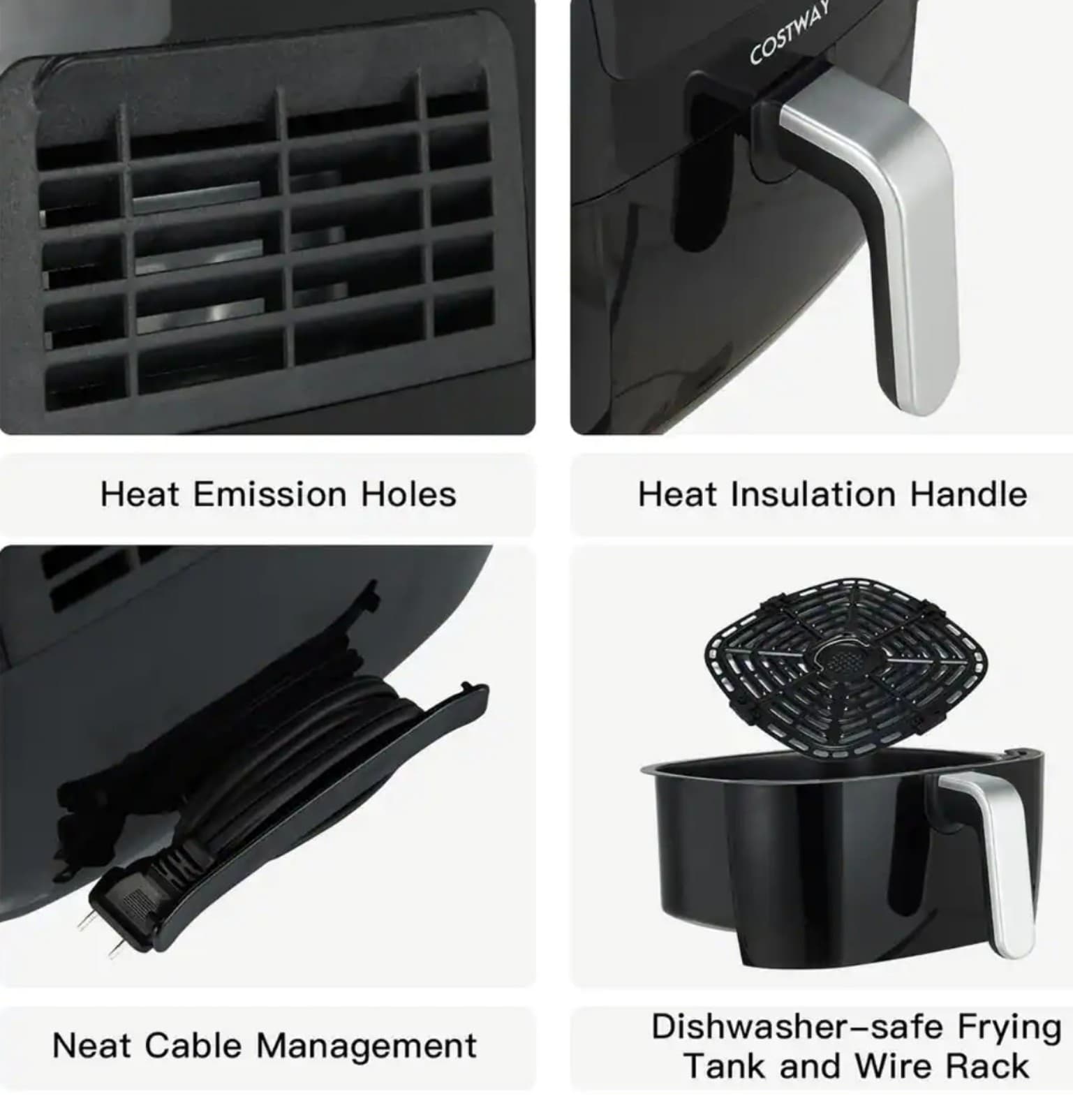 Costway Air Fryer with 8-Preset Functions and Smart Touch - Thumbnail 2