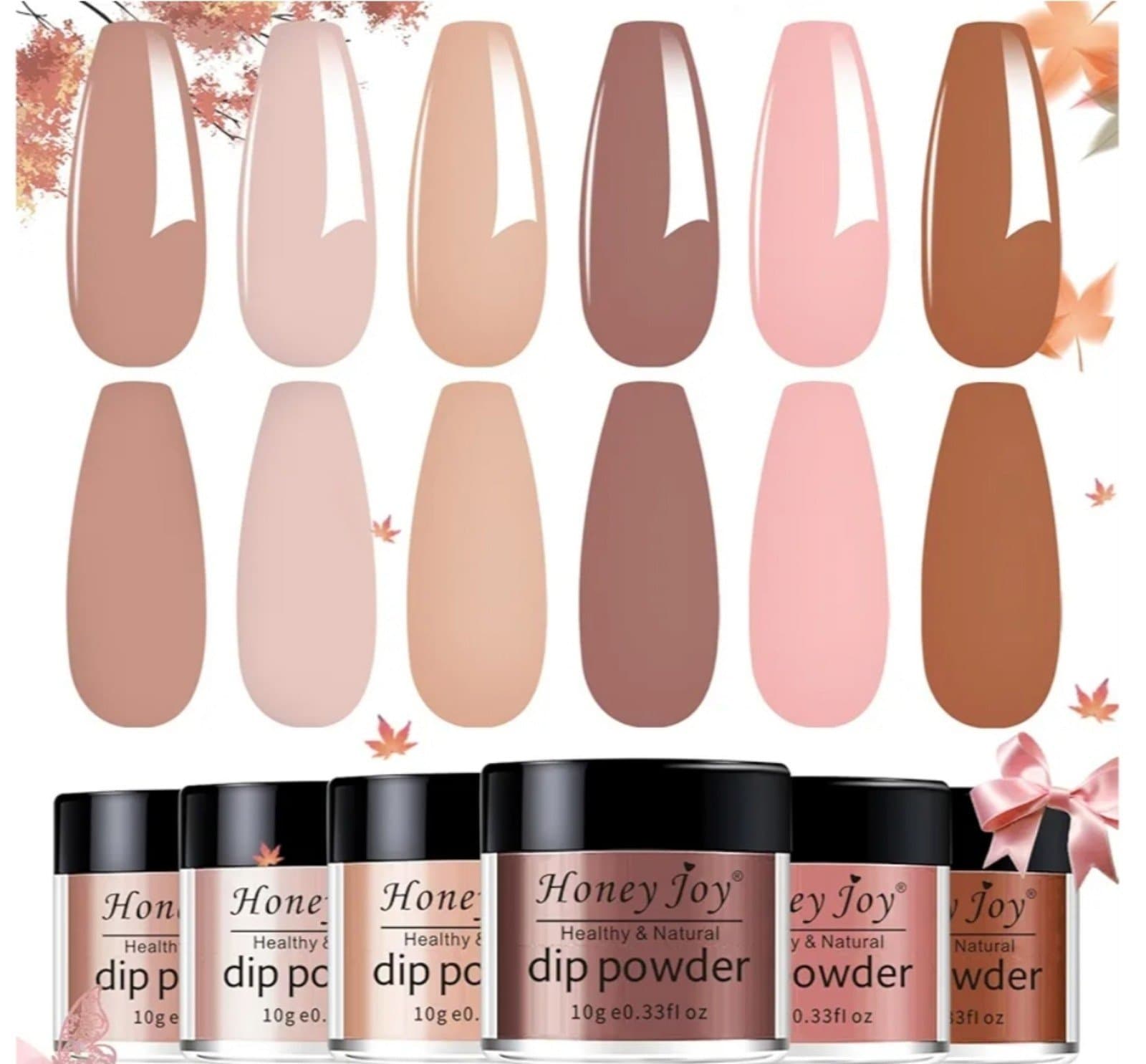 Dip Powder Color Set, Nude Brown Nail Fine Dipping Powder - Thumbnail 5