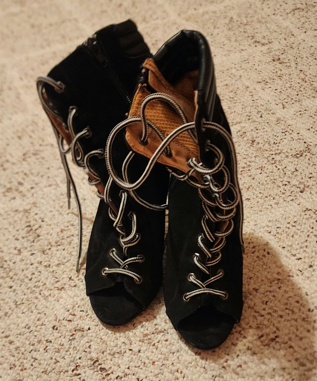 Women's Black Lace-up Heels sz 7.5 - Image 1