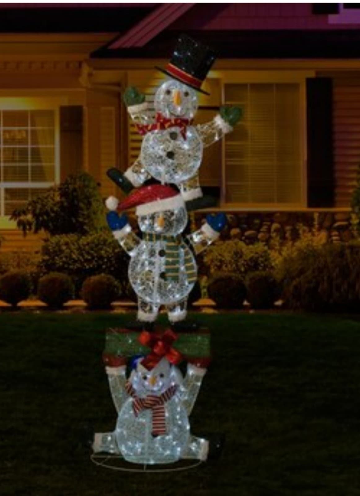 7 Foot Snowman with White LED Lights - Thumbnail 3