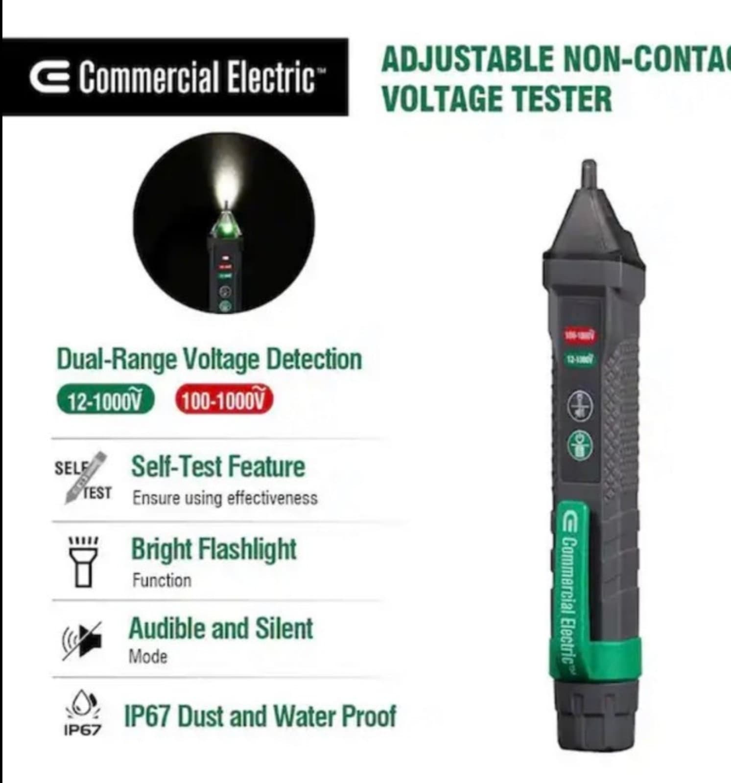 Commercial Electric AC Voltage Detector + Adjustable Sensitivity - Thumbnail 2