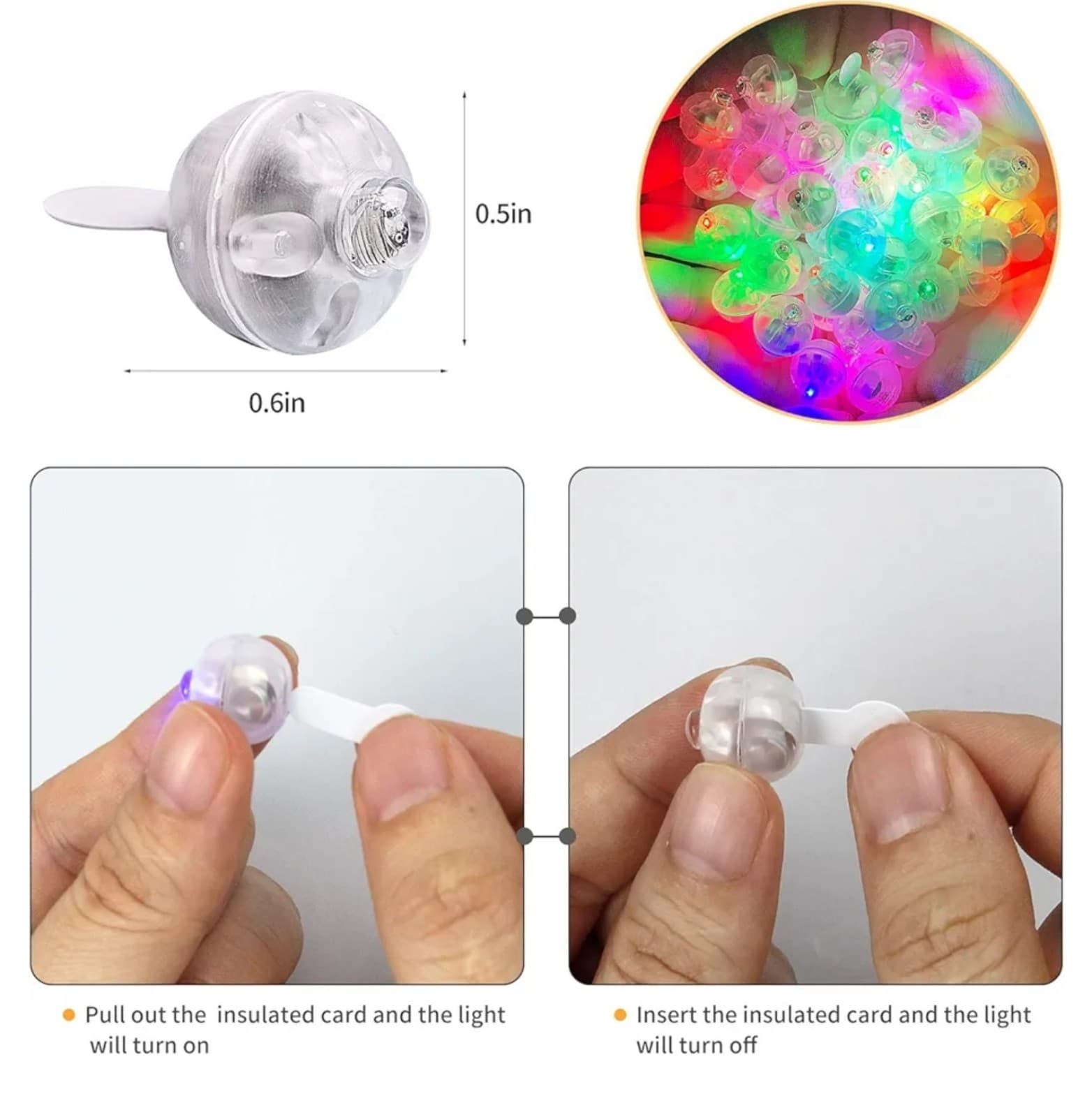 Mini Balloon Lights, Waterproof LED Light, 100pc Multi-colored - Thumbnail 2