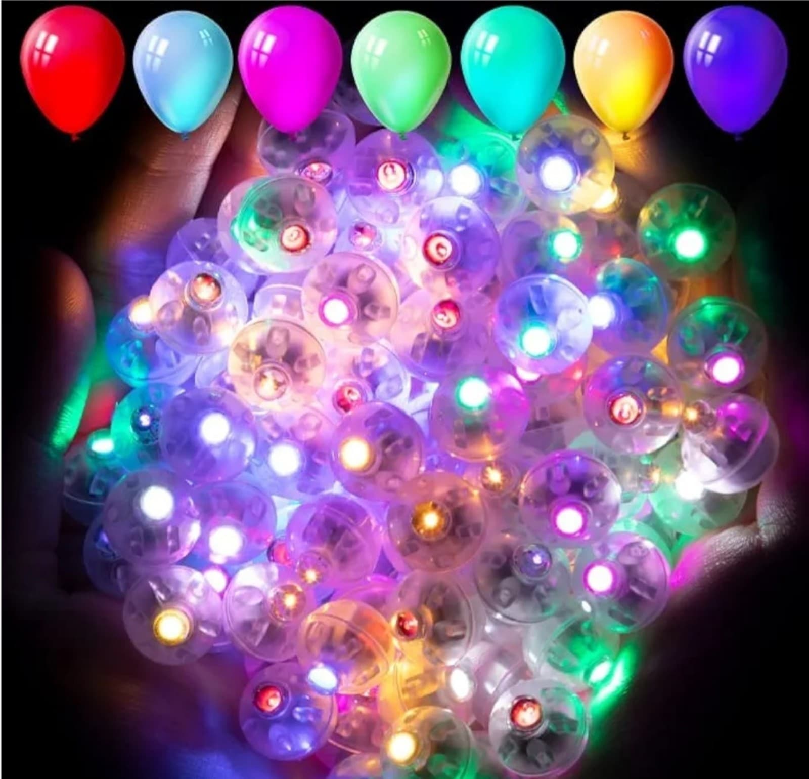 Mini Balloon Lights, Waterproof LED Light, 100pc Multi-colored - Thumbnail 7