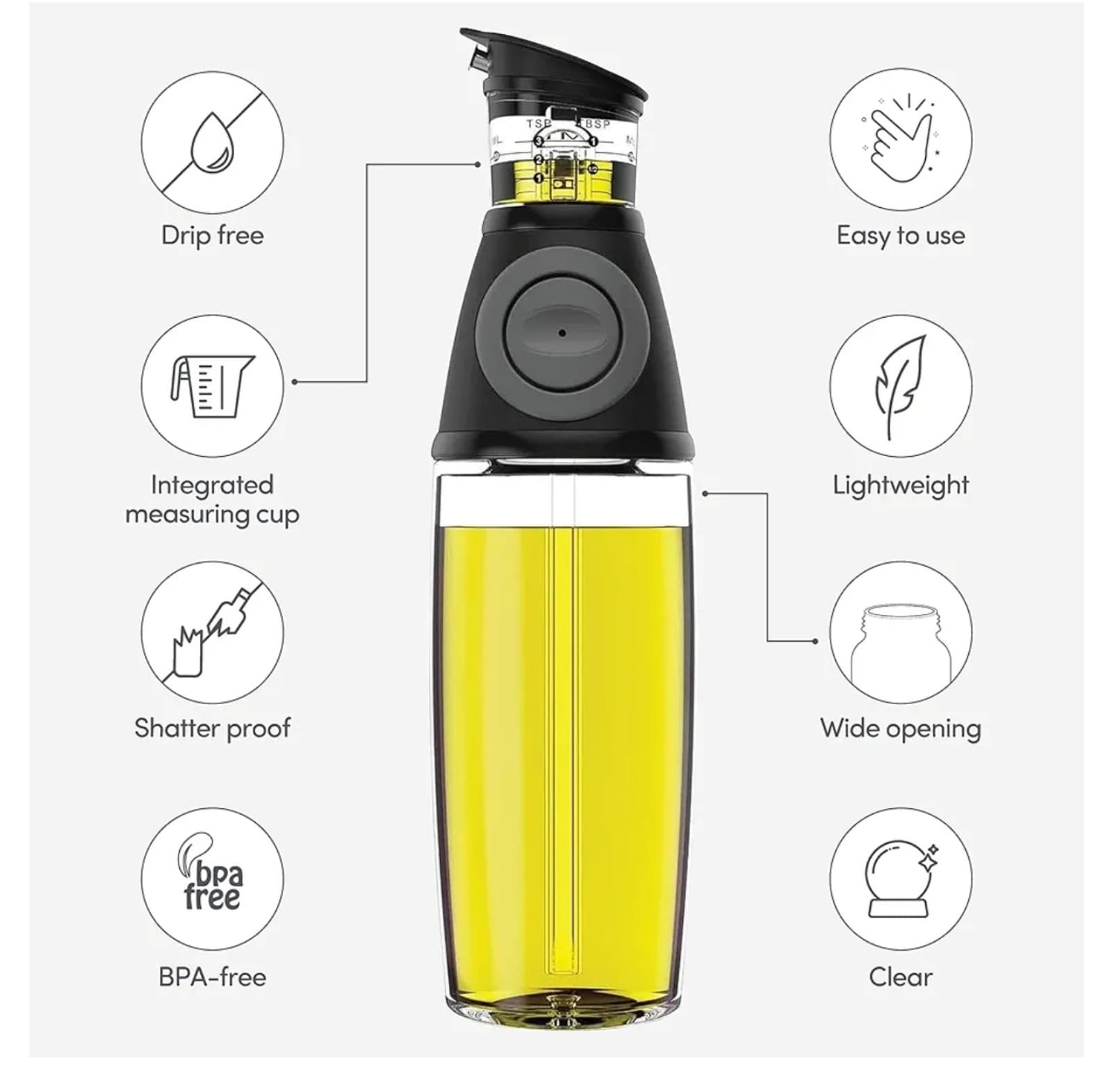 Olive Oil Dispenser Bottle with Pump - Oil Dispenser for Kitchen, Glass Oil - Thumbnail 4