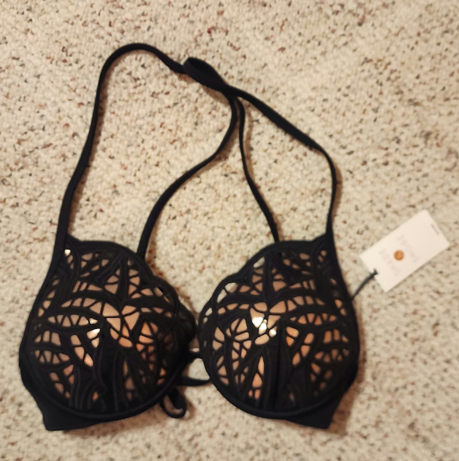 Shade & Shore 34B Swimsuit Top Black & Gold - Thumbnail 2