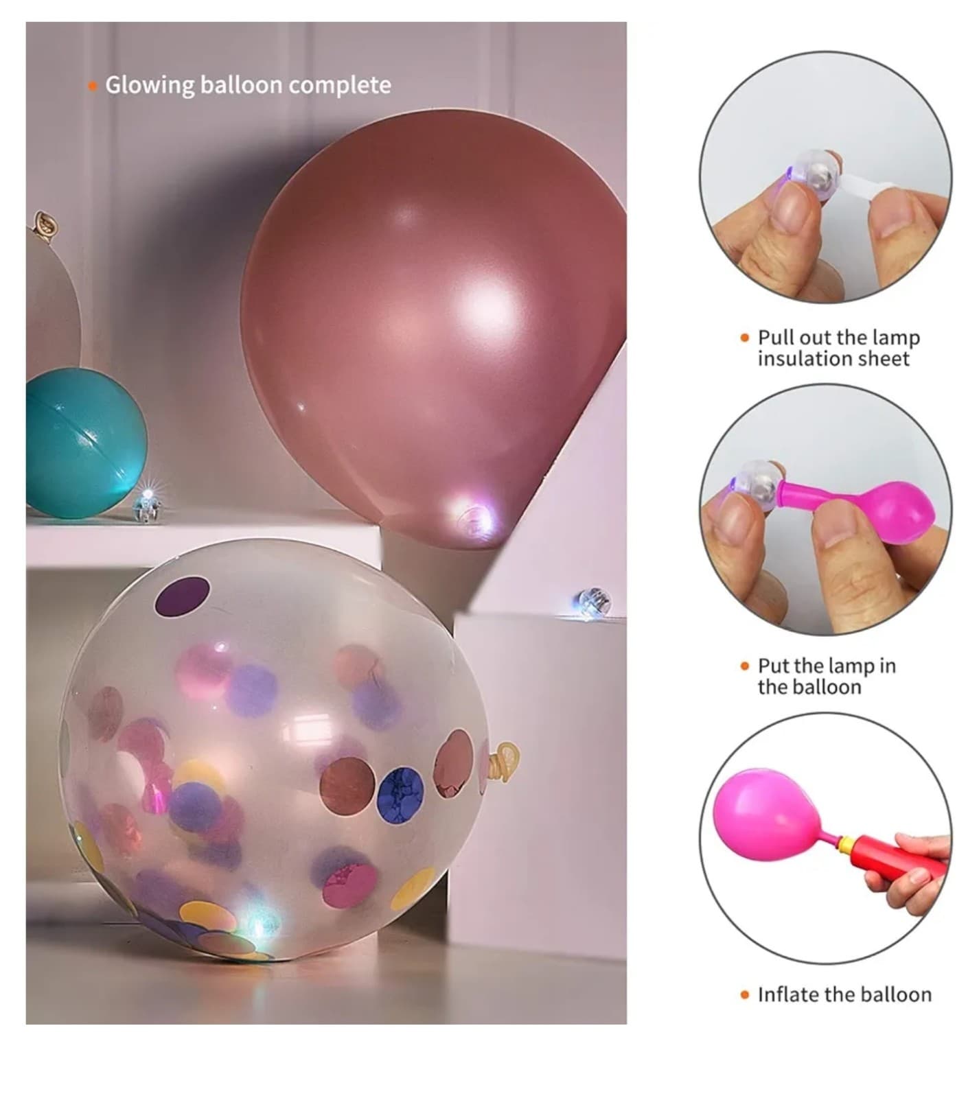 Mini Balloon Lights, Waterproof LED Light, 100pc Multi-colored - Thumbnail 5