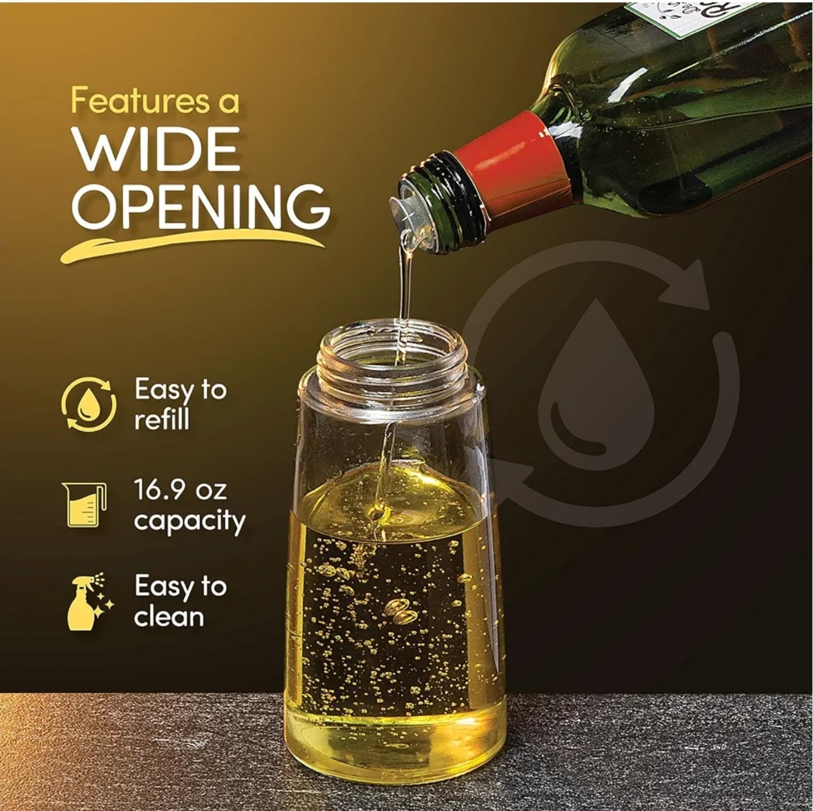 Olive Oil Dispenser Bottle with Pump - Oil Dispenser for Kitchen, Glass Oil - Thumbnail 3