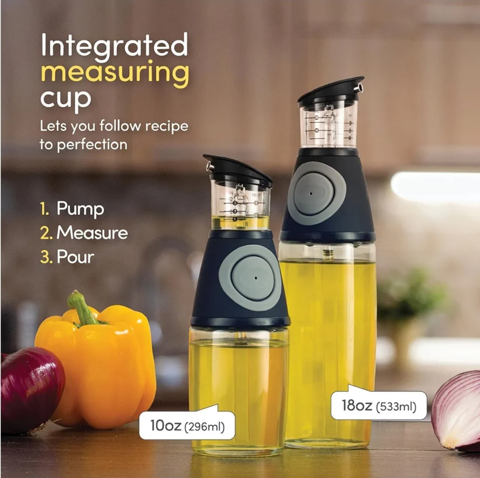 Olive Oil Dispenser Bottle with Pump - Oil Dispenser for Kitchen, Glass Oil - Thumbnail 2