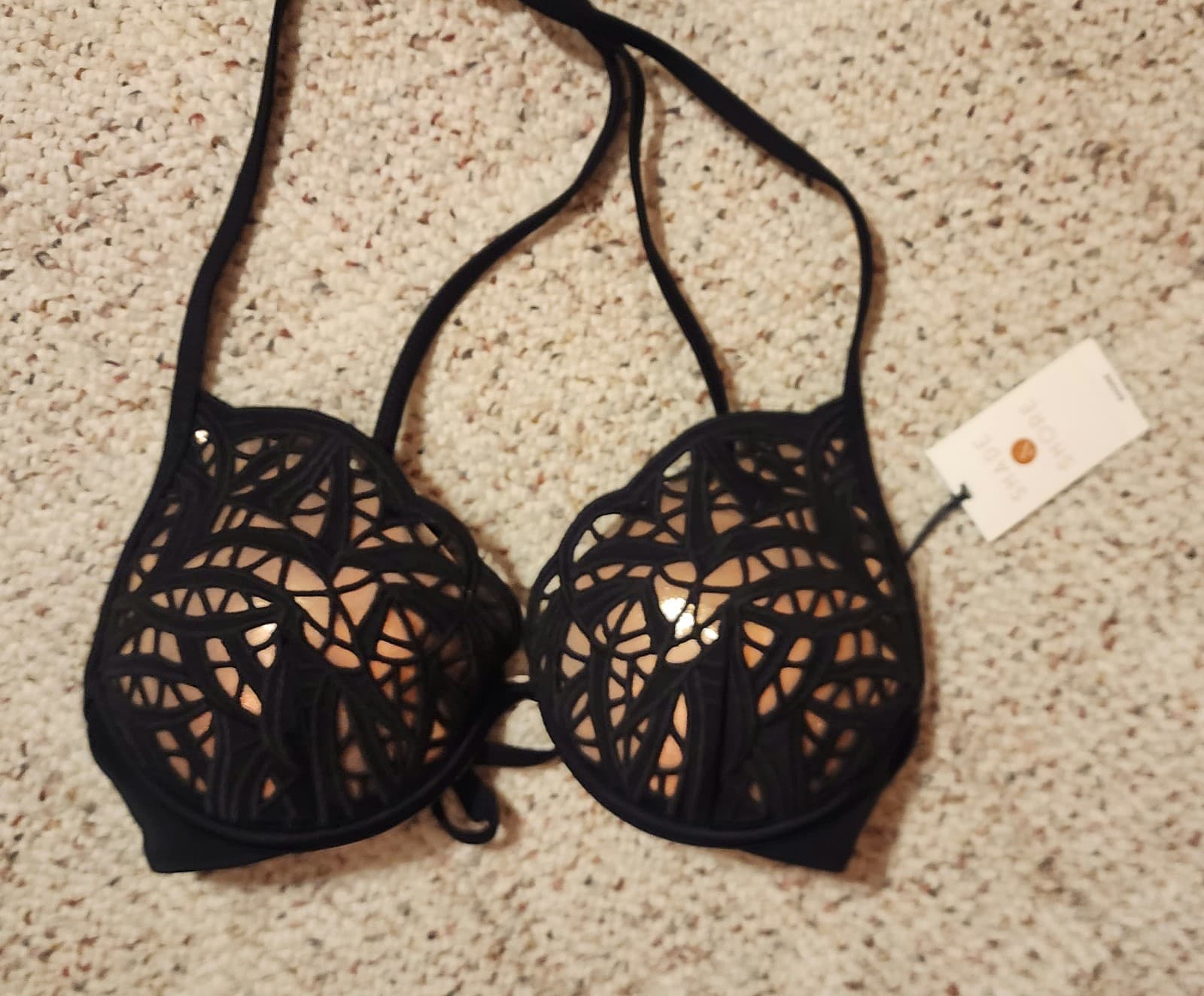 Shade & Shore 34B Swimsuit Top Black & Gold - Image 1