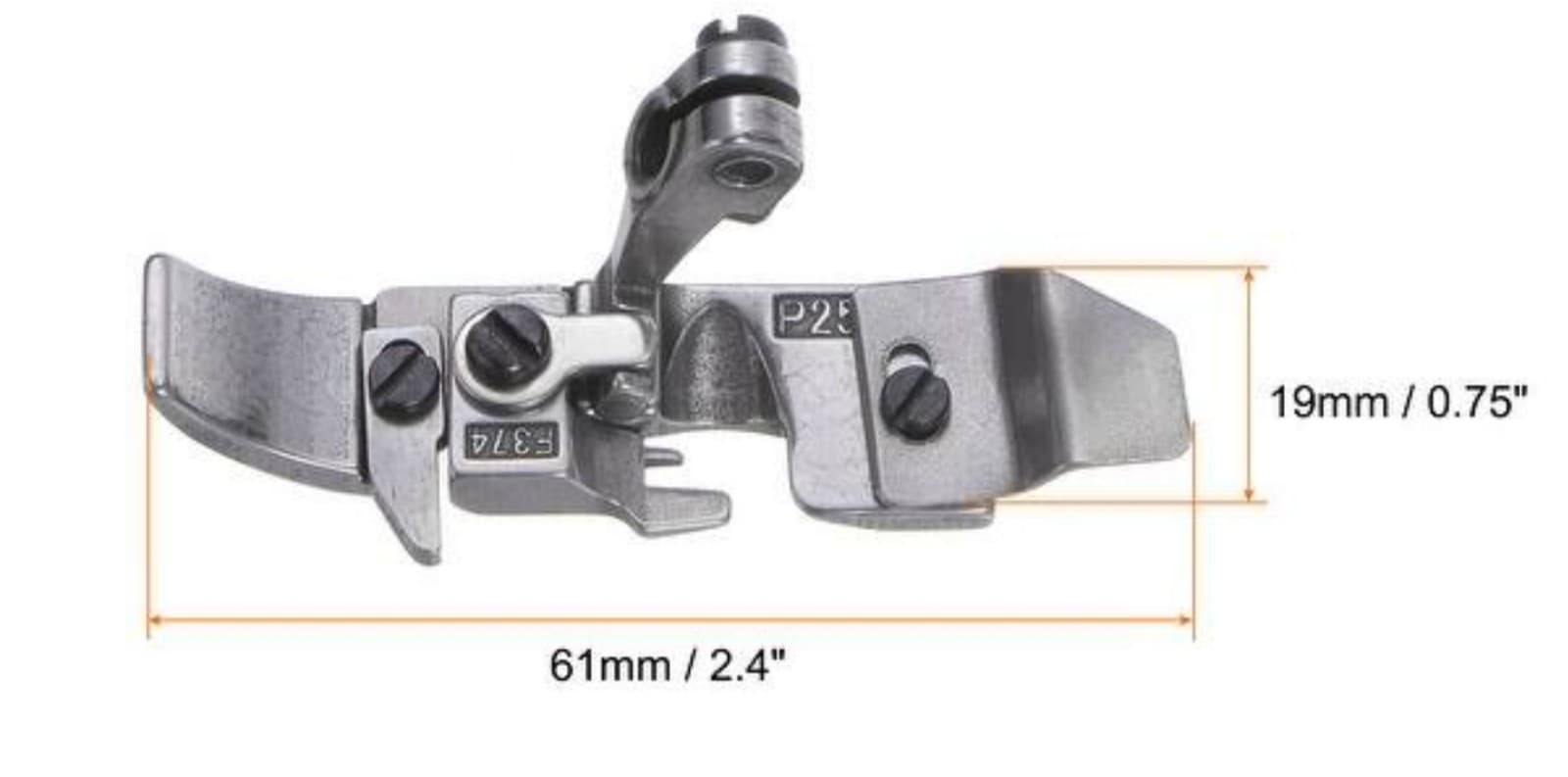 #F374 4-Thread Chrome Plated Zipper Presser Foot with Groove for Sewing Machines - Image 1