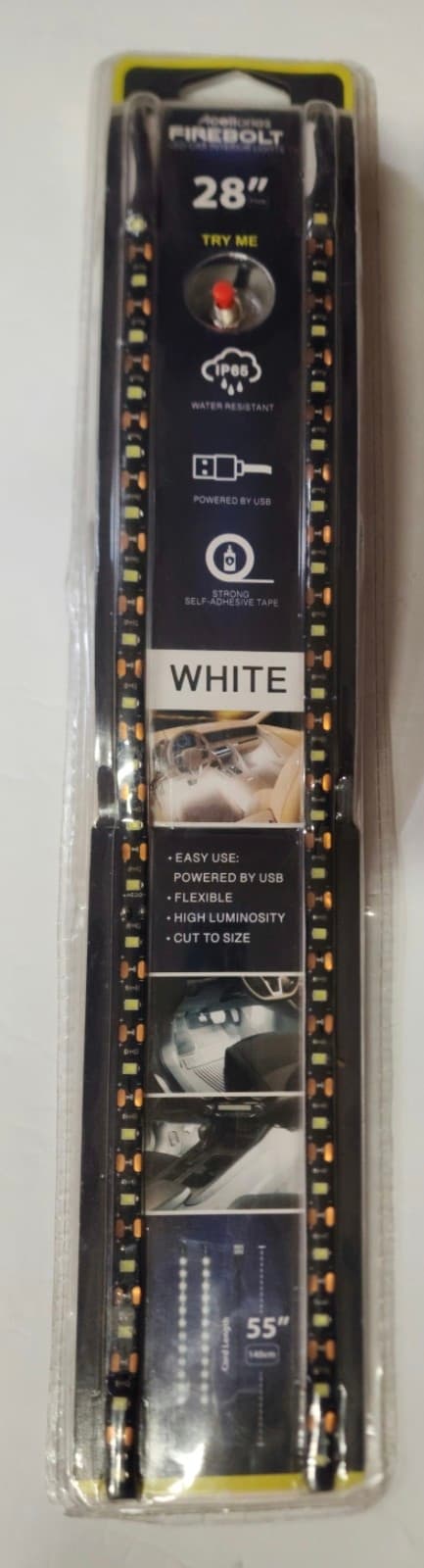 White LED Car 28 Inch Self Adhesive Interior Lights USB - Image 1