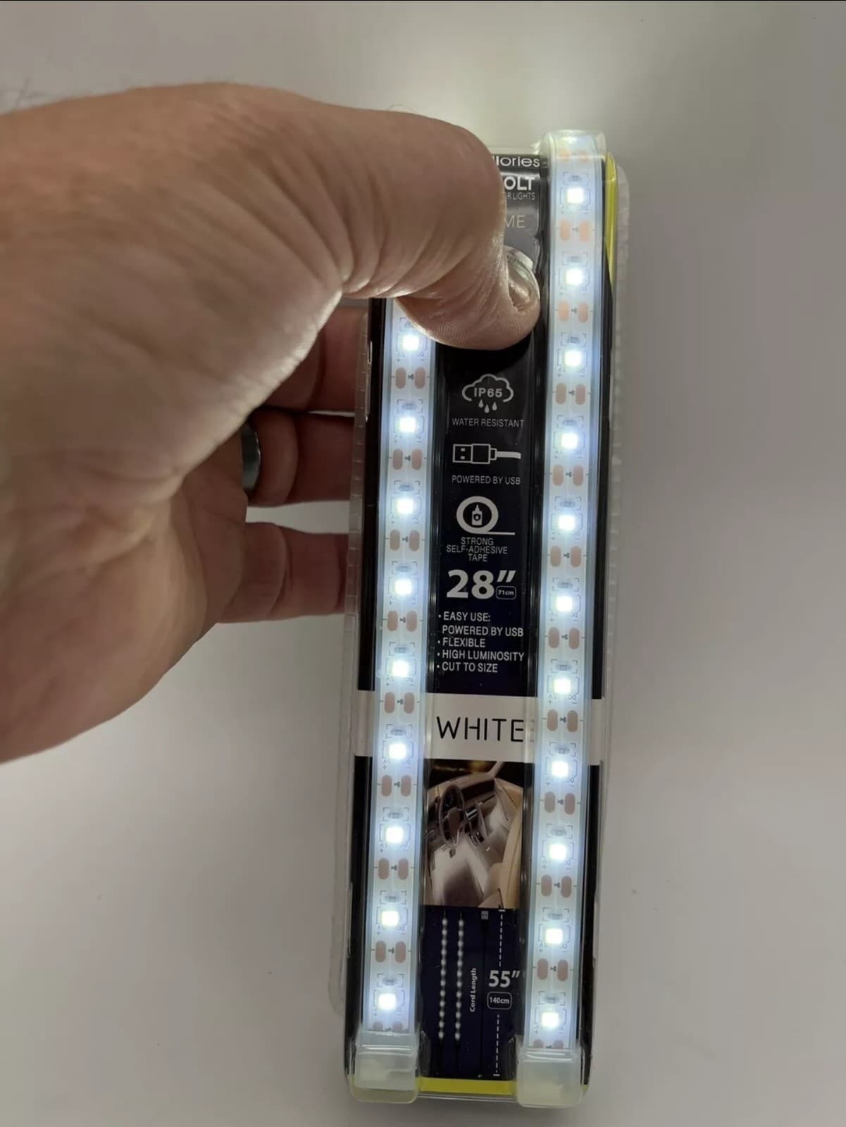 White LED Car 28 Inch Self Adhesive Interior Lights USB - Thumbnail 2