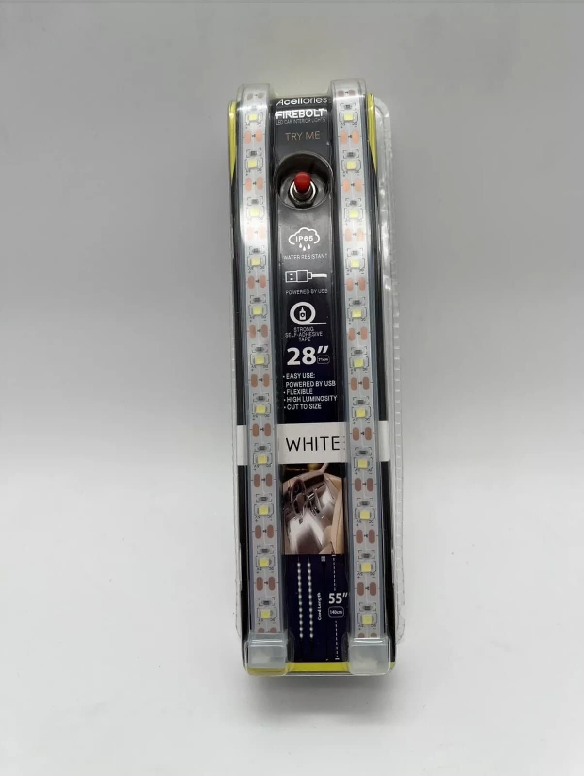 White LED Car 28 Inch Self Adhesive Interior Lights USB - Thumbnail 3