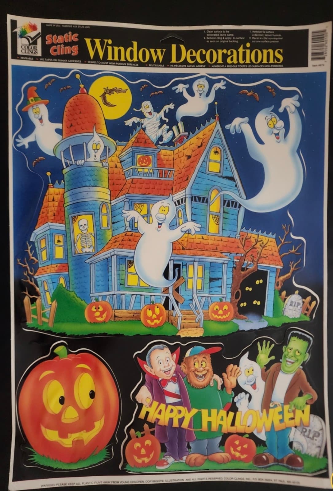 Vintage Halloween Window Clings 2 Sheets - Thumbnail 2