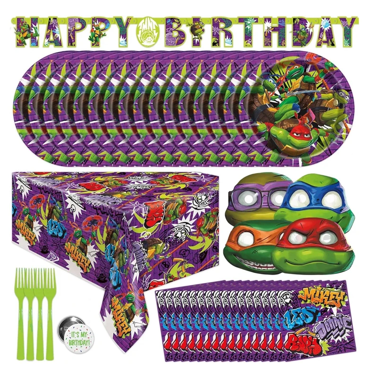Teenage Mutant Ninja Turtle Birthday Party Supplies Serves 16 Guests - Image 1