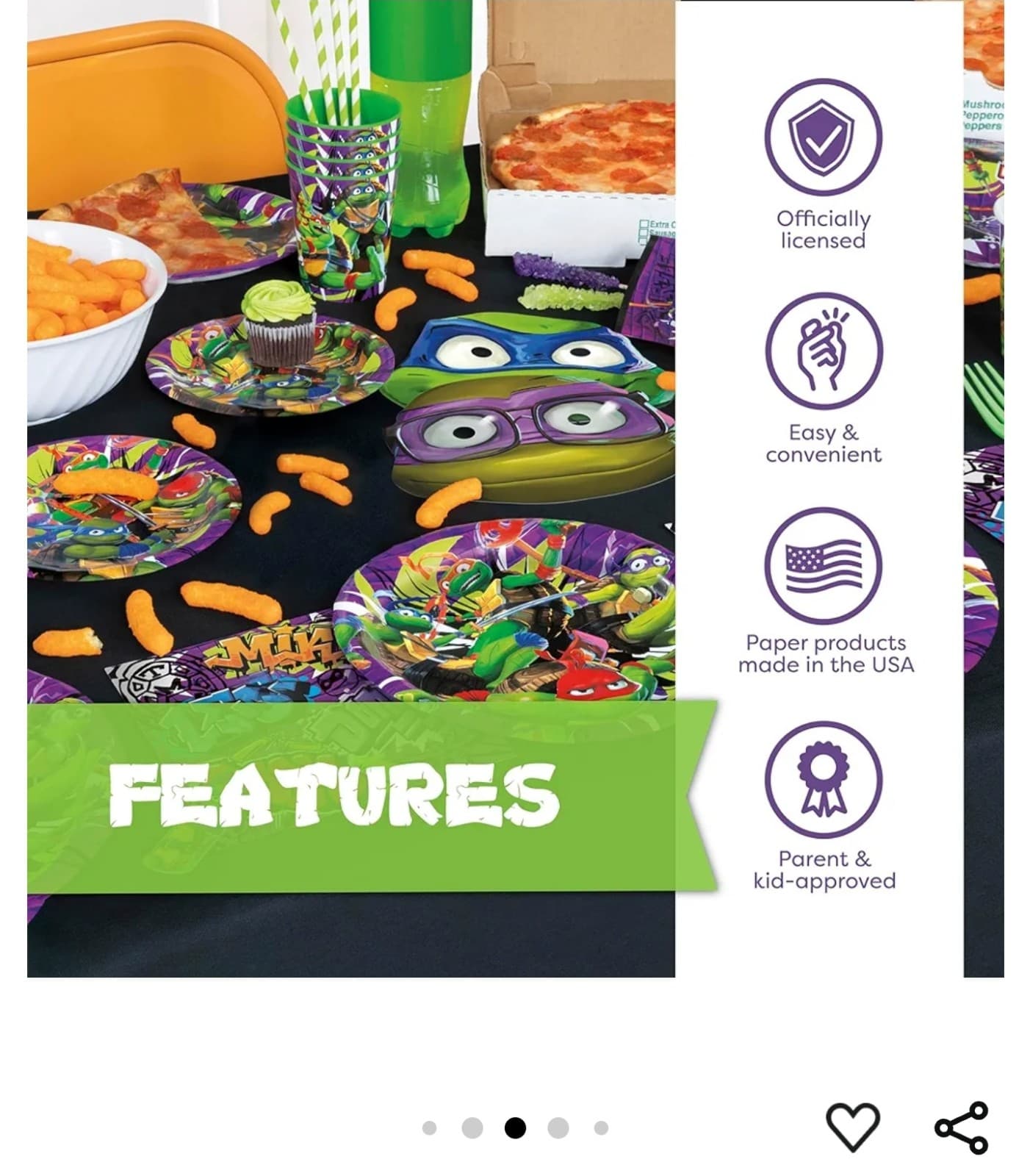 Teenage Mutant Ninja Turtle Birthday Party Supplies Serves 16 Guests - Thumbnail 5