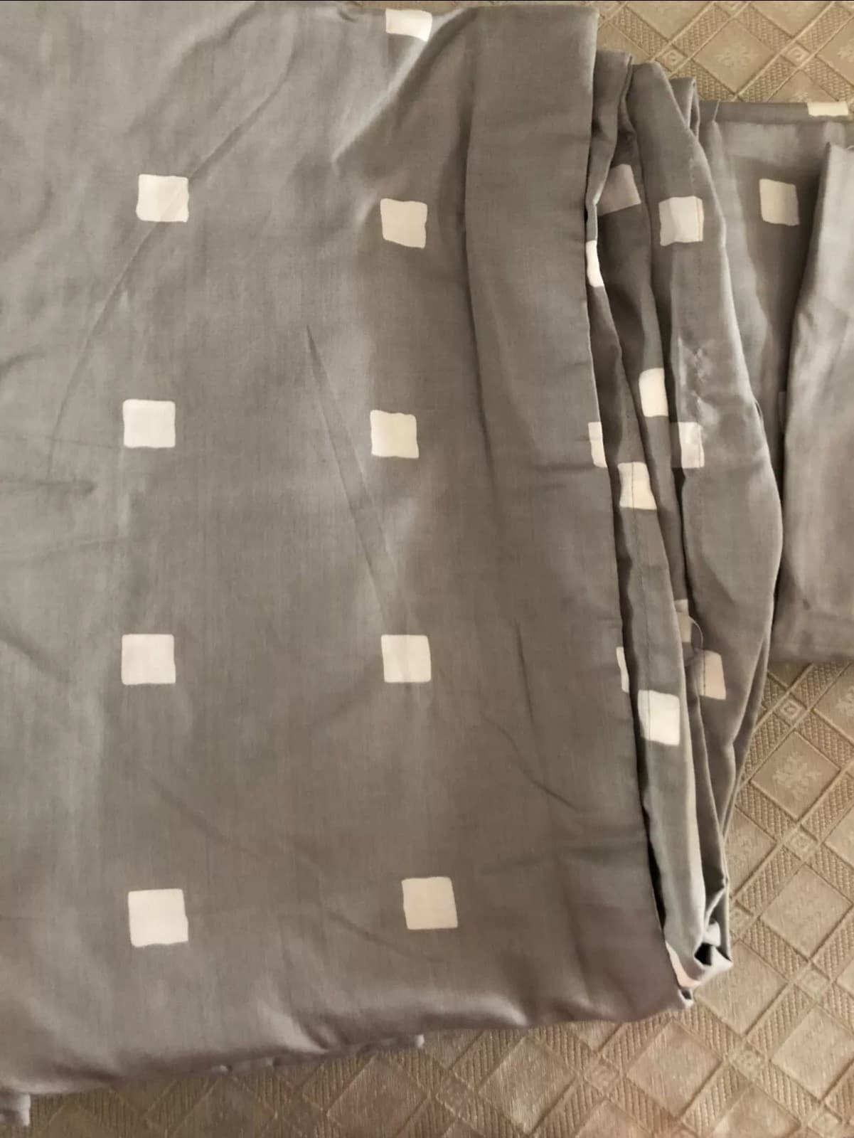 Twin Cotton Blend Sateen Duvet Cover and Sham Light Gray/White Dot - Thumbnail 3