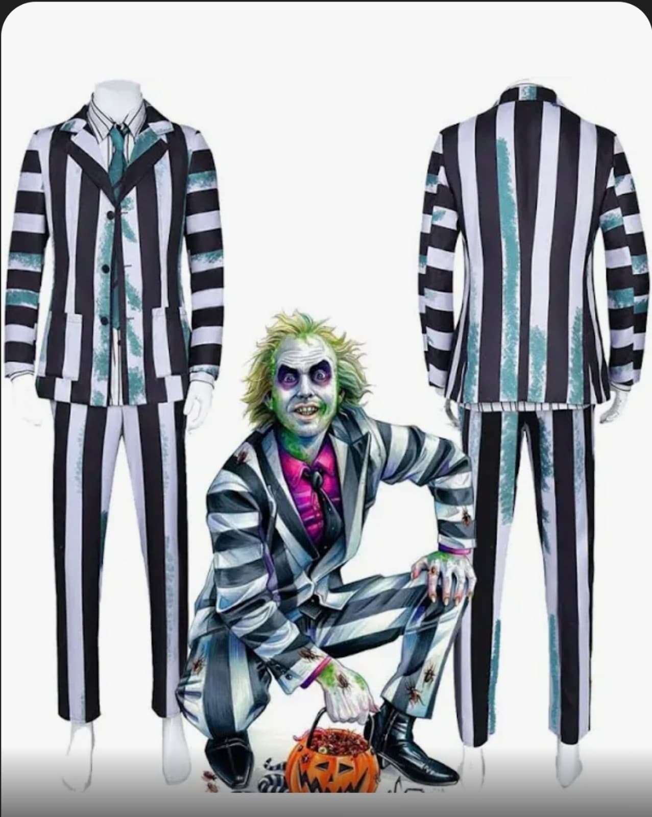 Beetlejuice Costume 4pc size 3X - Image 1
