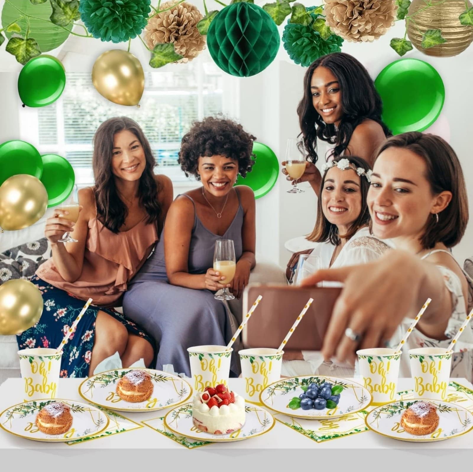 Baby Shower Party Decorations, Neutral Baby Shower Party Supplies Sage Green - Thumbnail 5