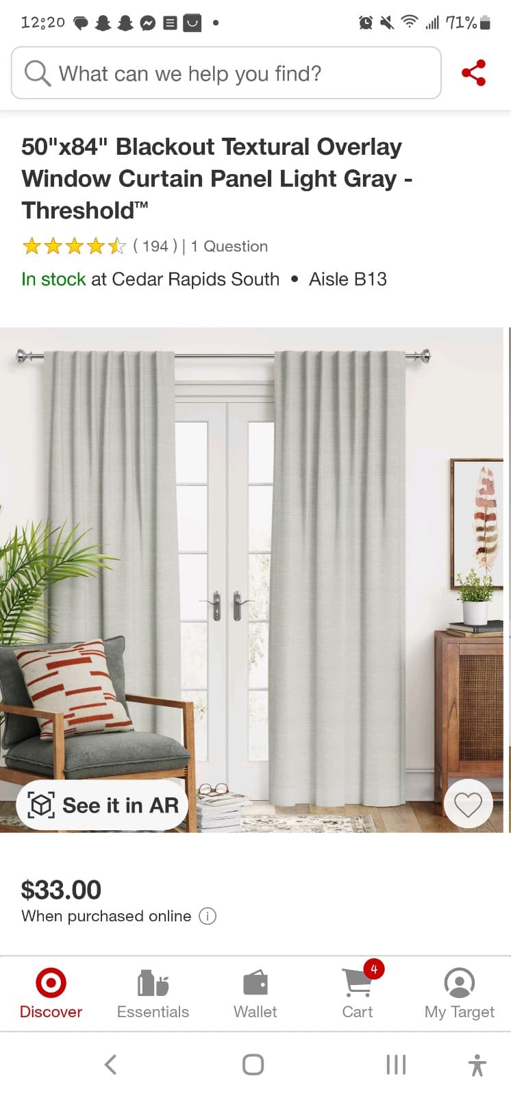 Threshold 50"x84" Blackout Textural Overlay Window Curtain Panel Light Gray 2 ct - Thumbnail 2