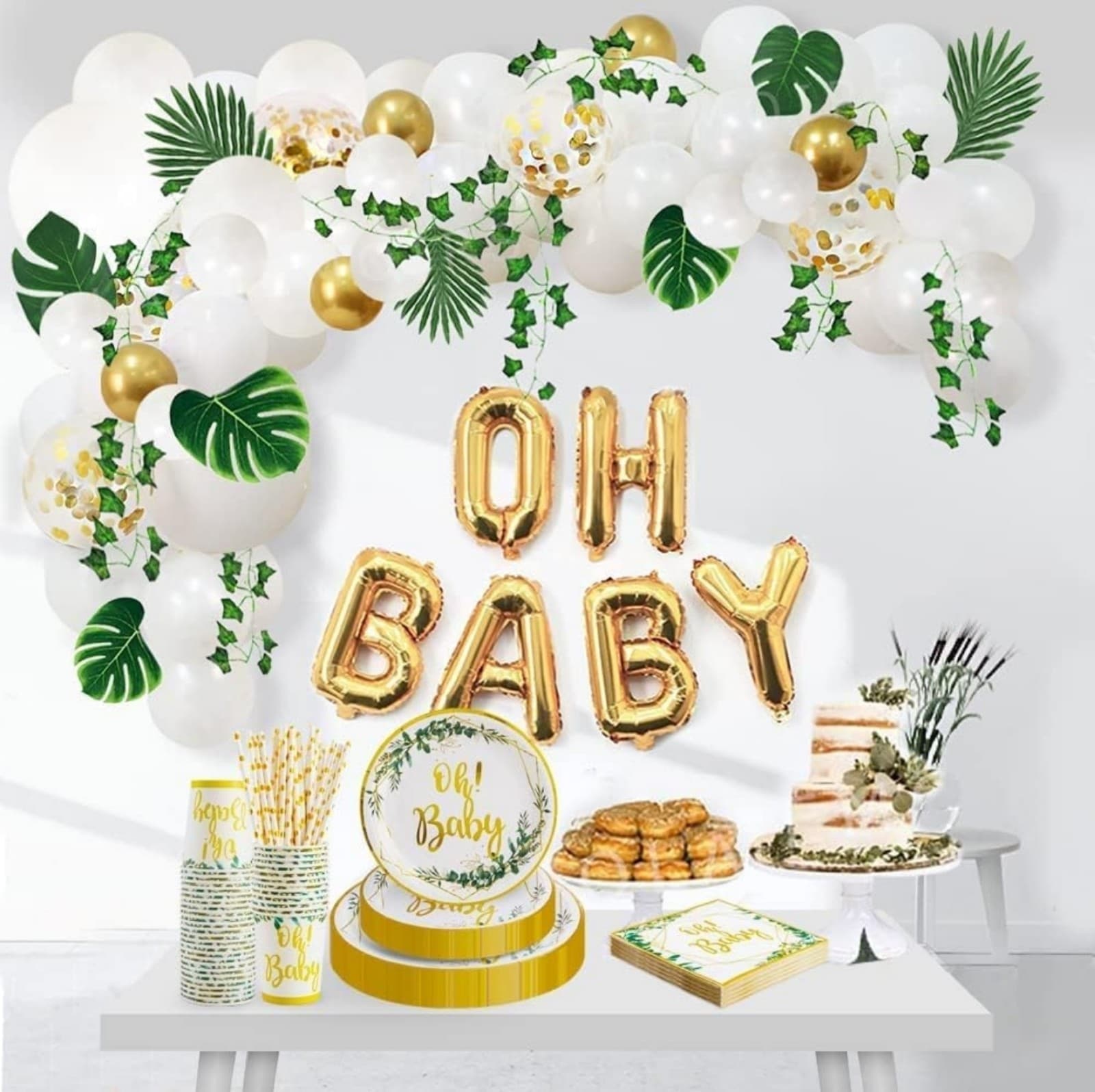 Baby Shower Party Decorations, Neutral Baby Shower Party Supplies Sage Green - Thumbnail 4