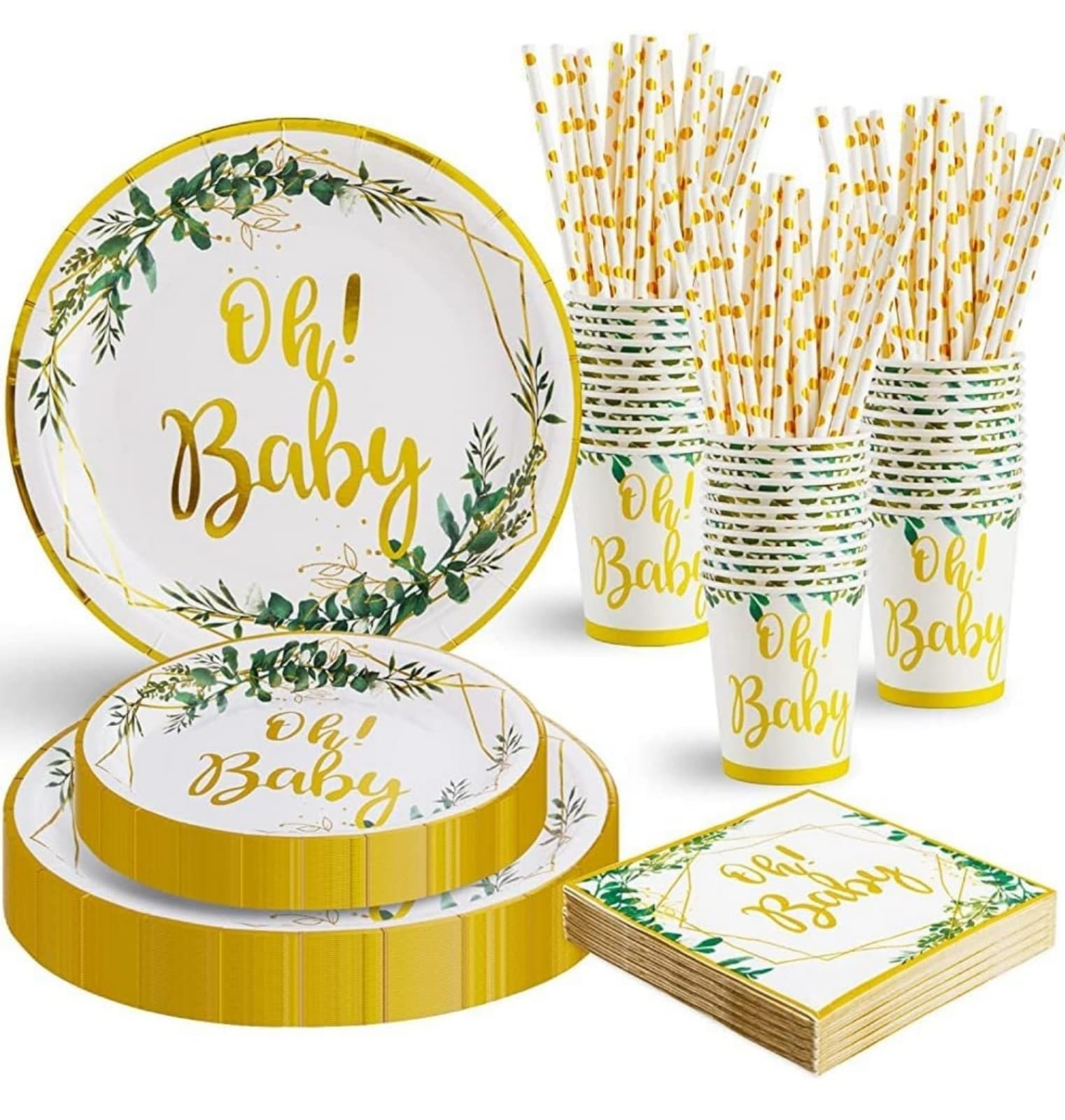 Baby Shower Party Decorations, Neutral Baby Shower Party Supplies Sage Green - Image 1