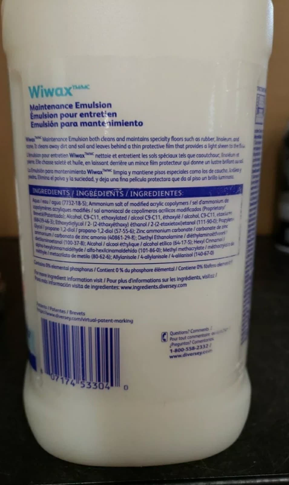 Diversey Wiwax Cleaning and Maintenance Solution Liquid 1 Gal 94512767ea - Thumbnail 4