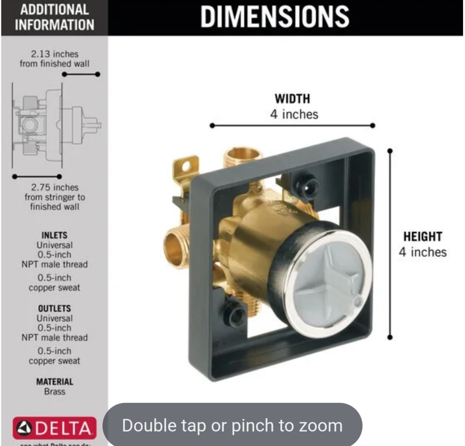 Delta Universal Tub / Shower Rough - Universal Inlets / Outlets - Thumbnail 3