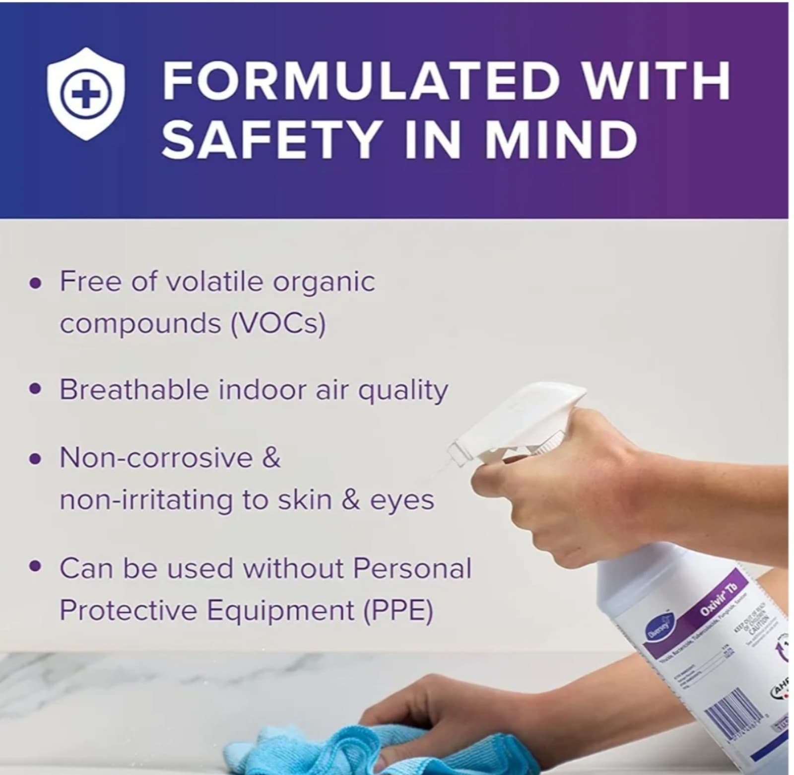 Oxivir Diversey Disinfectant Cleaner, Accelerated Hydrogen Peroxide 32oz Bottle - Thumbnail 5