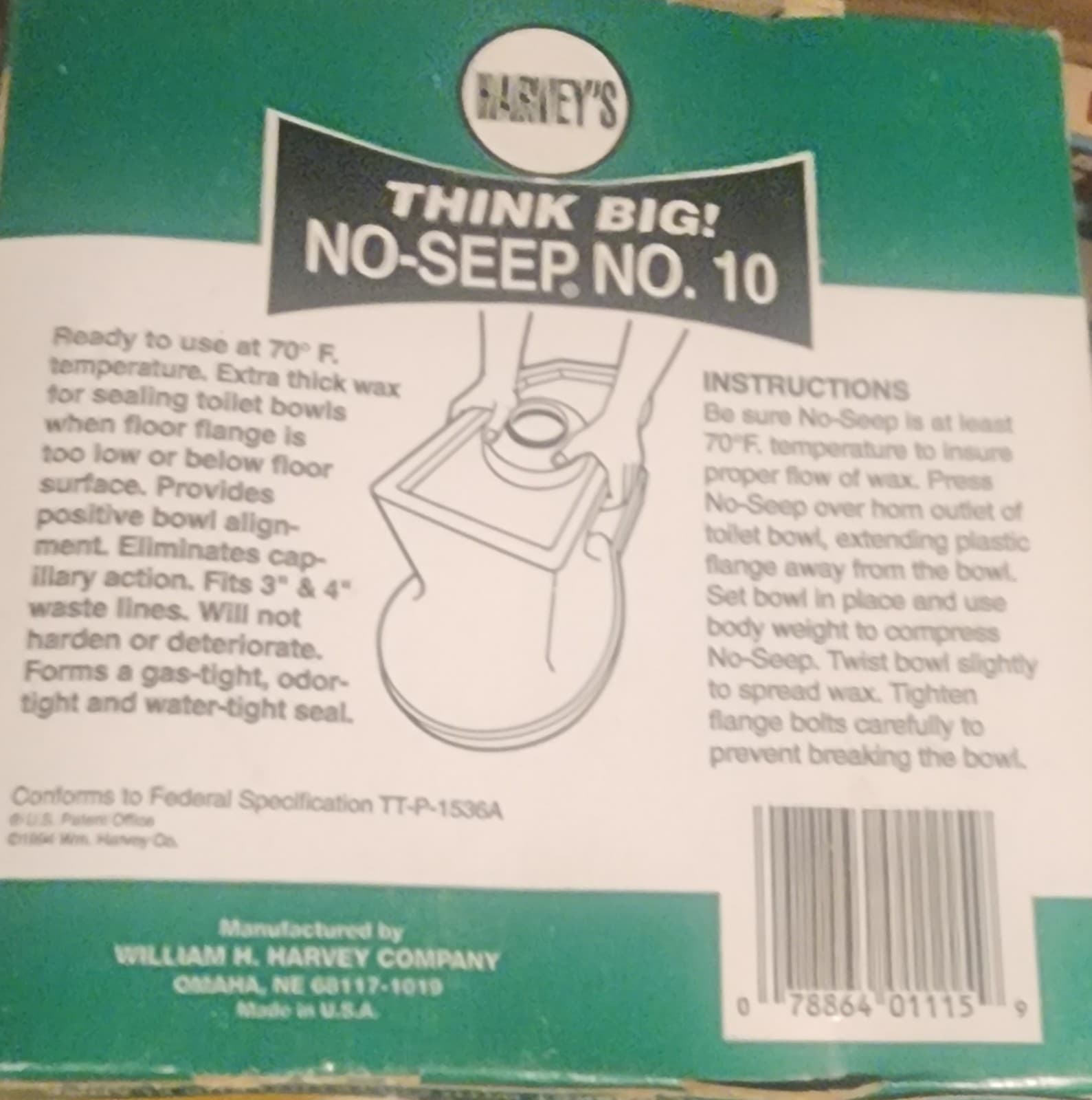 Toilet Wax Ring No Seep No. 1 Wax Ring - Thumbnail 2