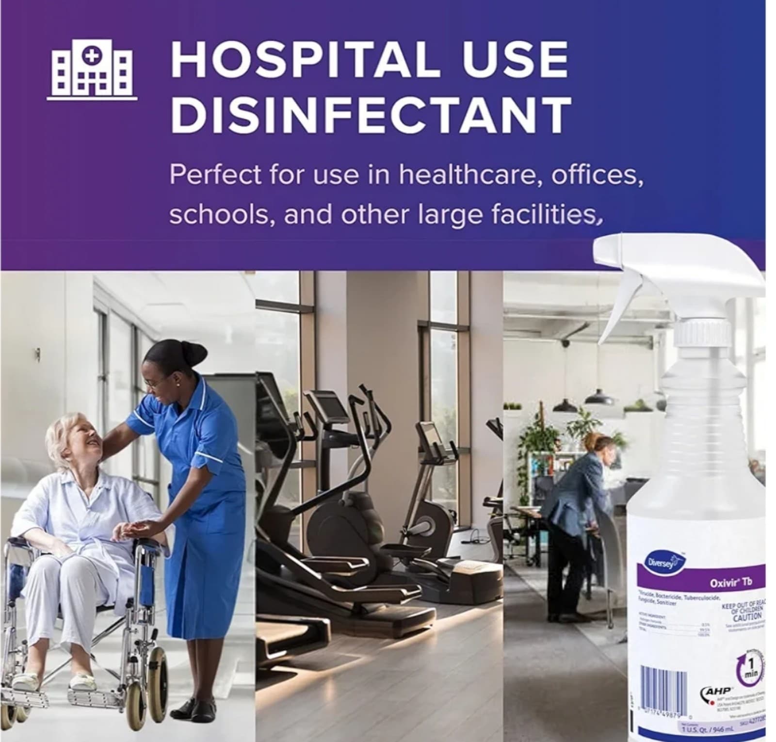 Oxivir Diversey Disinfectant Cleaner, Accelerated Hydrogen Peroxide 32oz Bottle - Thumbnail 4